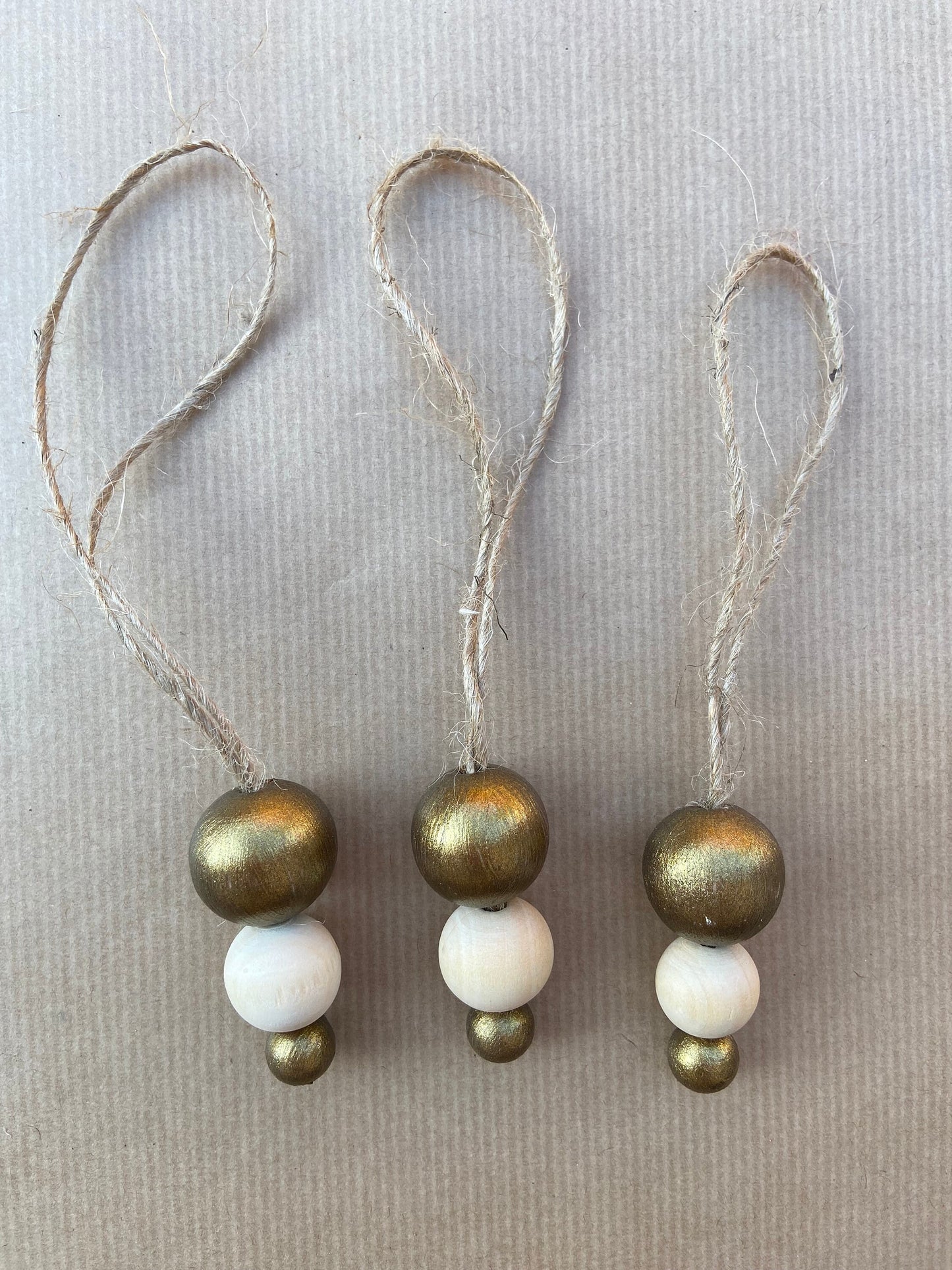 Holzkugel Anhänger | Natur | Gold | 3er Set