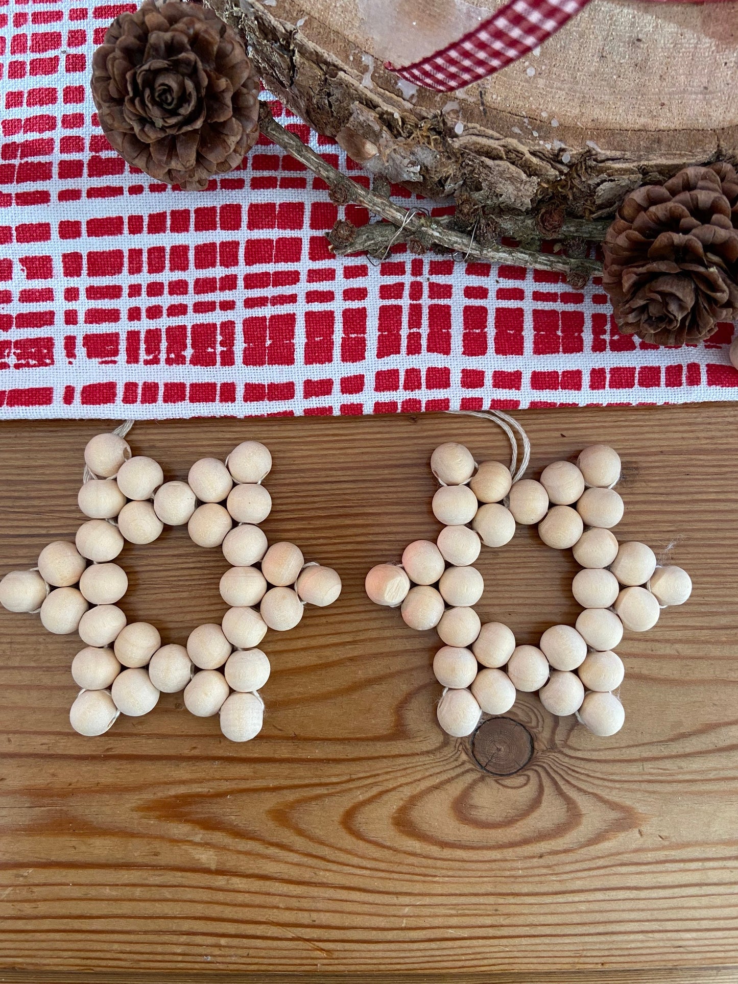 Stern | Holzperlen | Anhänger | Weihnachten | ca. 7cm