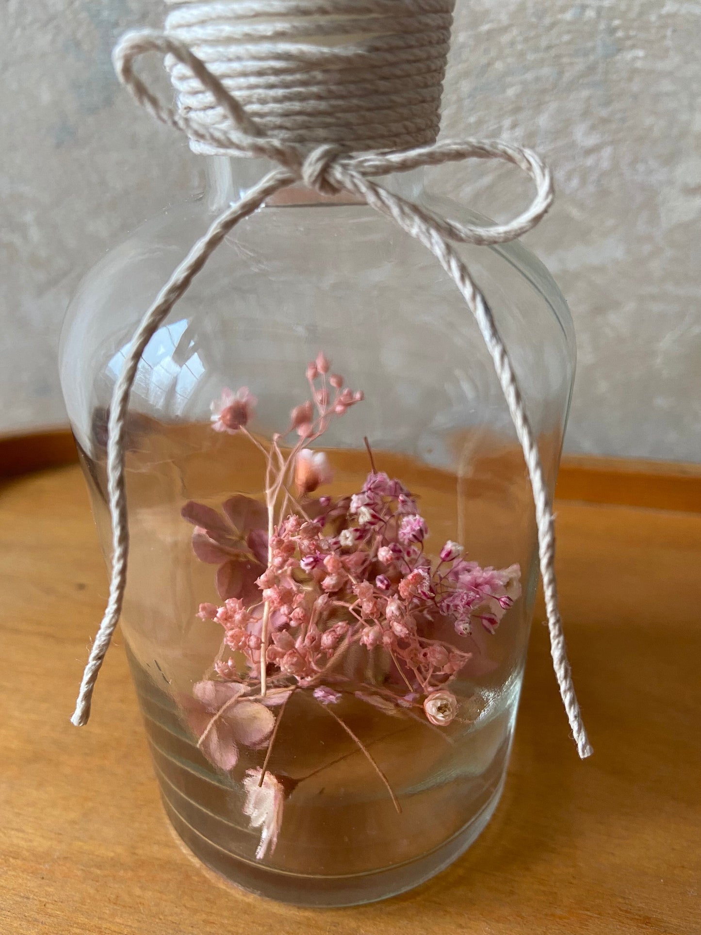 Kerze | Trockenblumen | Glasflasche | Schleifenband