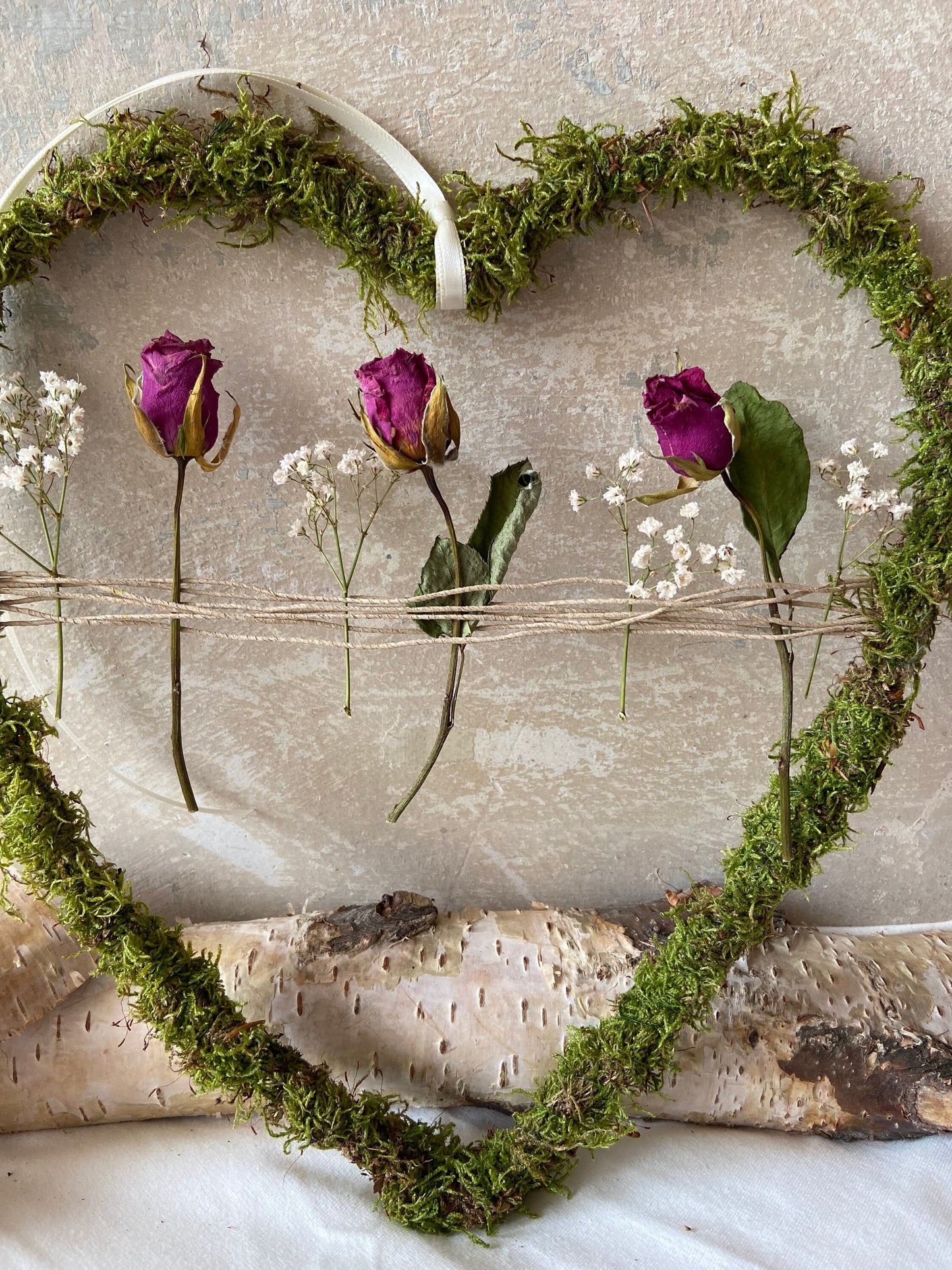 Herz | Trockenblumen | Moos | Rosen | getrocknete Blüten | Liebe | kleine Geschenke | Muttertag | Love