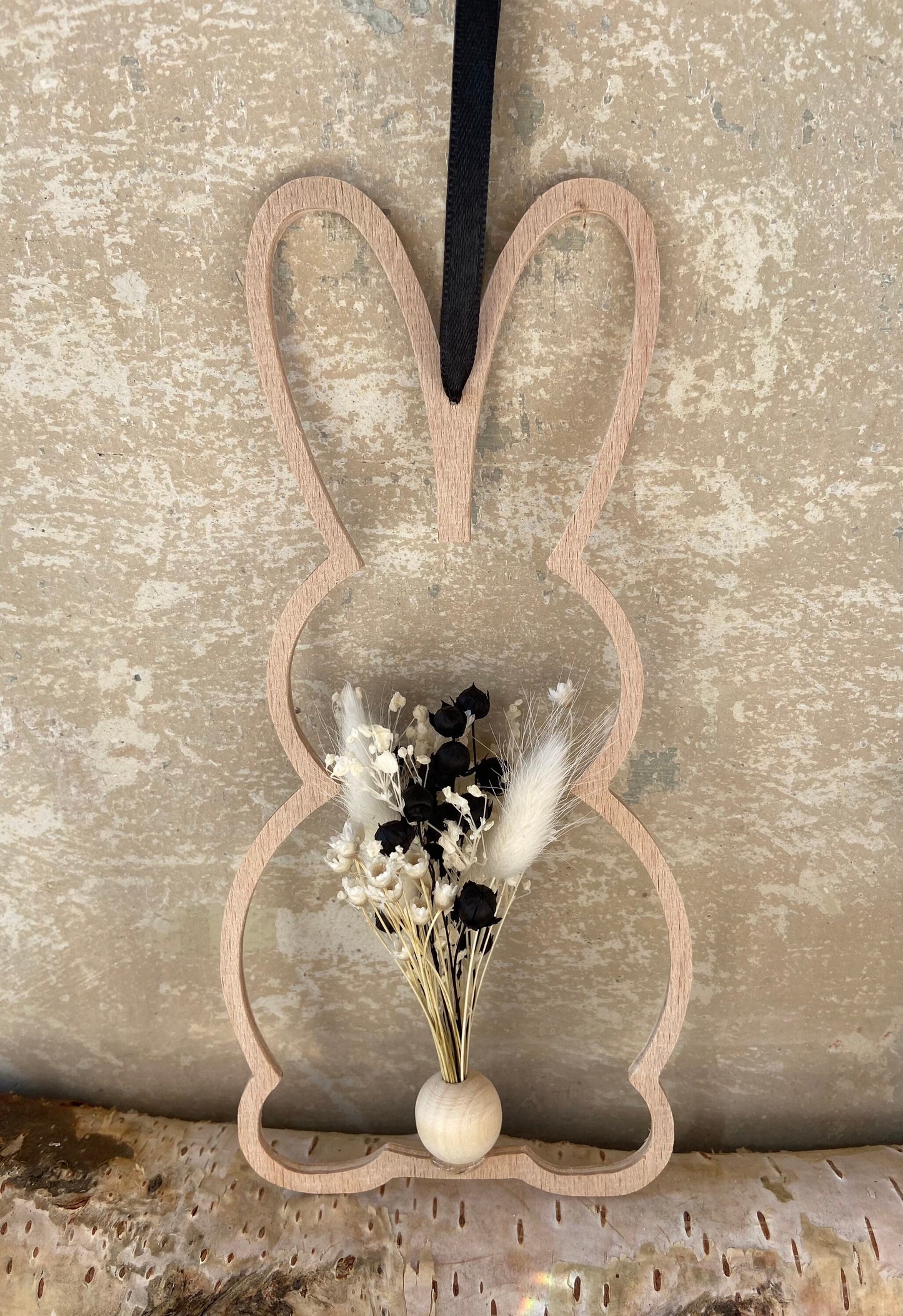 Hase | Osterhase | Holzhase | getrocknete Blüten | Ostern | Ostertisch | Osterdeko |Trockenblumen | Deko | Einladung | Tischdeko | Aufhänger