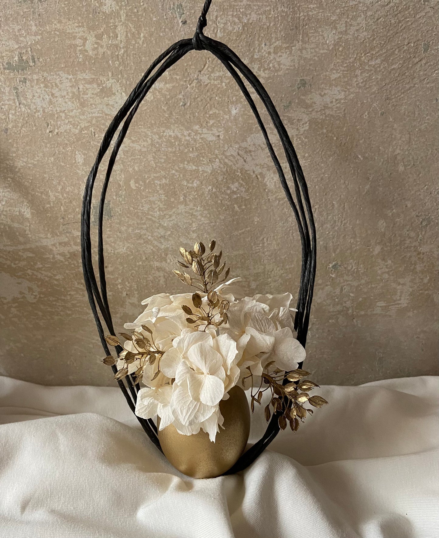 3er Set | Ei | Anhänger | getrocknete Blüten | Ostern | Osterstrauch | Osterdeko | Gold | Trockenblumen | schlichte Deko