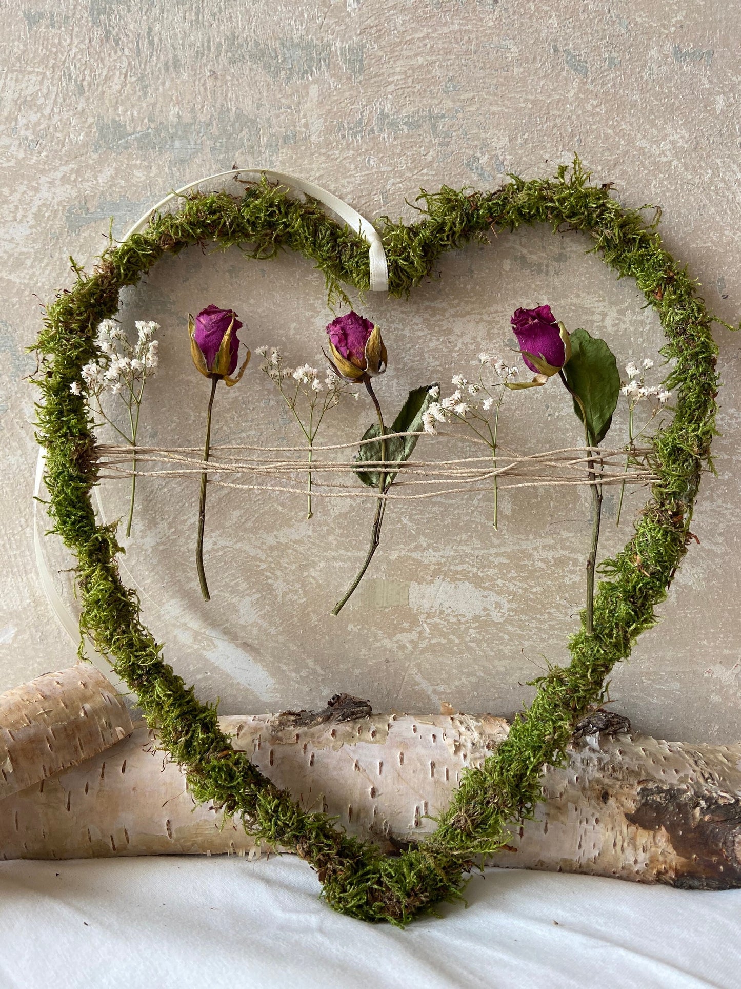 Herz | Trockenblumen | Moos | Rosen | getrocknete Blüten | Liebe | kleine Geschenke | Muttertag | Love