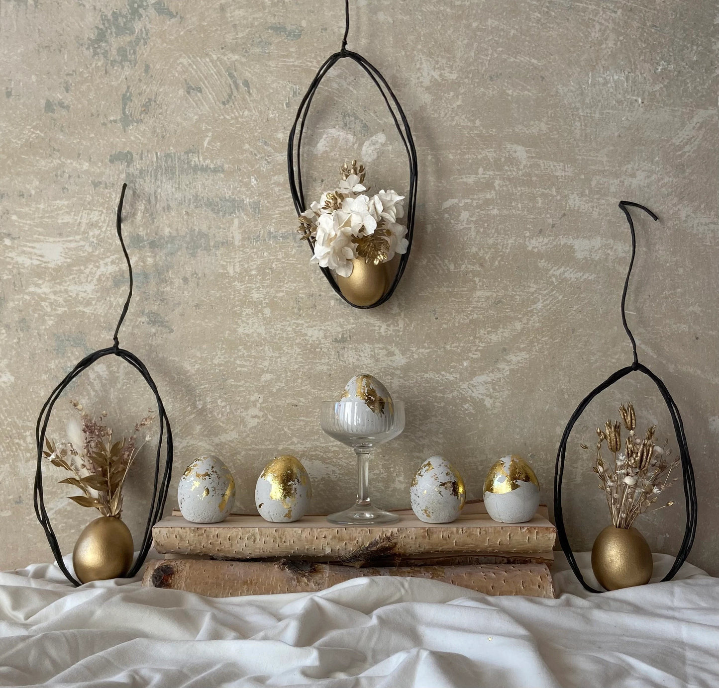 Betonei mit Gold | Osterei | Goldei | Ostern | Ostertisch | Osterdeko | Deko | Einladung | Tischdeko