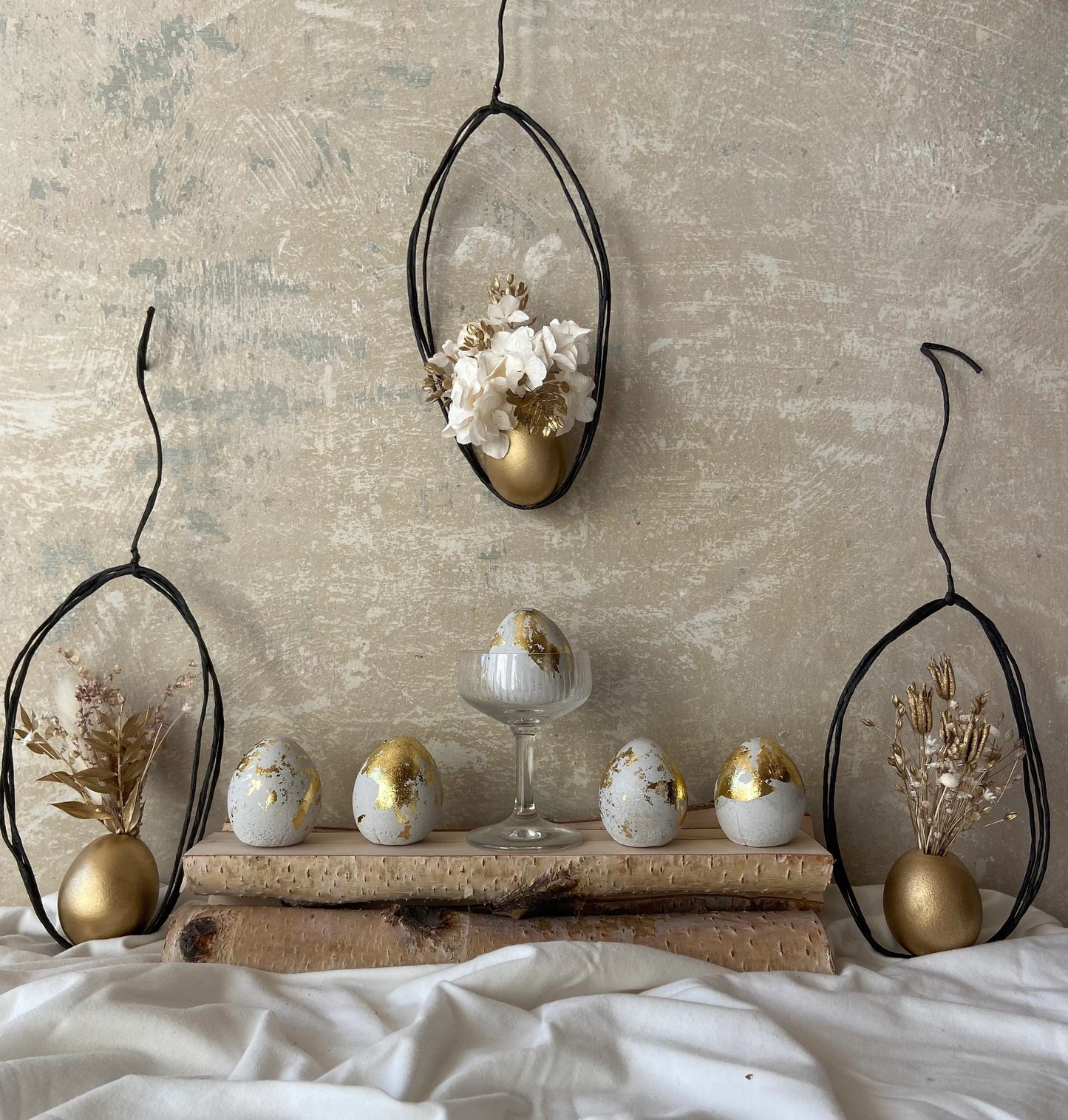 Betonei mit Gold | Osterei | Goldei | Ostern | Ostertisch | Osterdeko | Deko | Einladung | Tischdeko