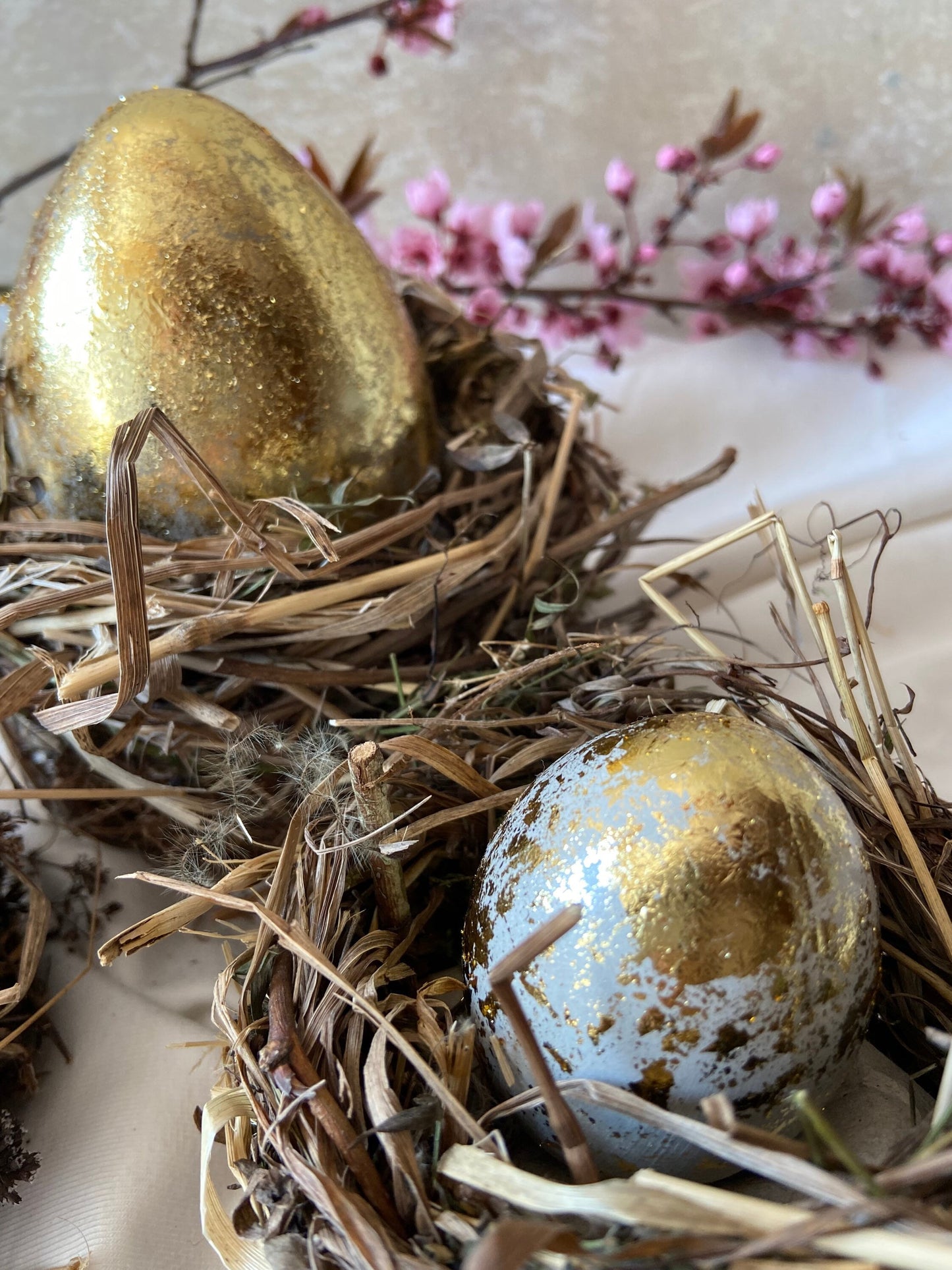 Betonei mit Gold | 3er Set | Osterei | Goldei | Ostern | Ostertisch | Osterdeko | Deko | Einladung | Tischdeko | Osternest | Mooskranz