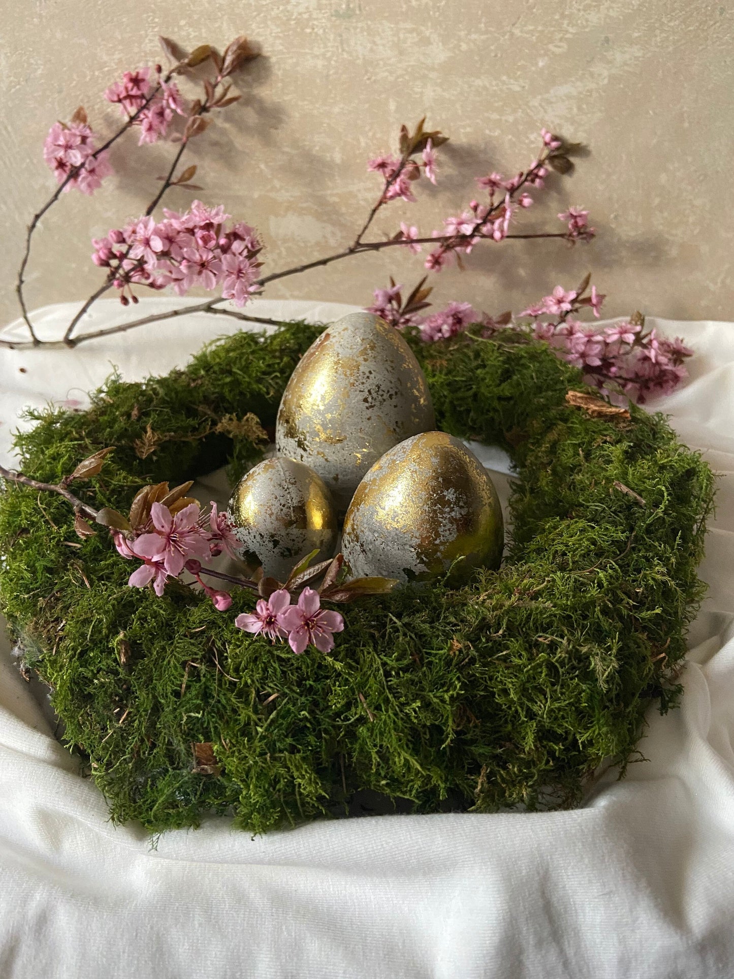 Betonei mit Gold | 3er Set | Osterei | Goldei | Ostern | Ostertisch | Osterdeko | Deko | Einladung | Tischdeko | Osternest | Mooskranz