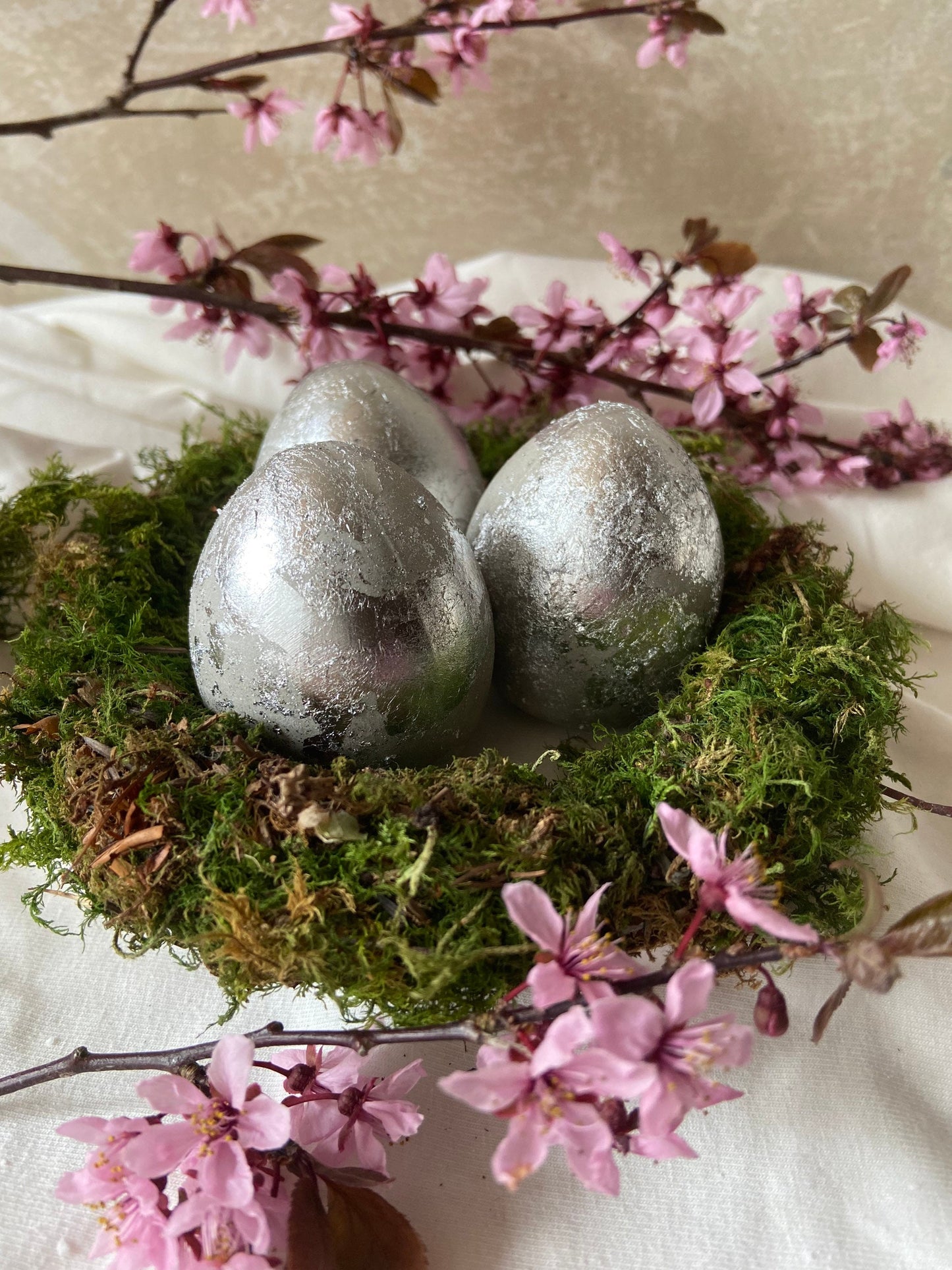 Betonei mit Silber | Osterei | Silberei | Ostern | Ostertisch | Osterdeko | Deko | Einladung | Tischdeko