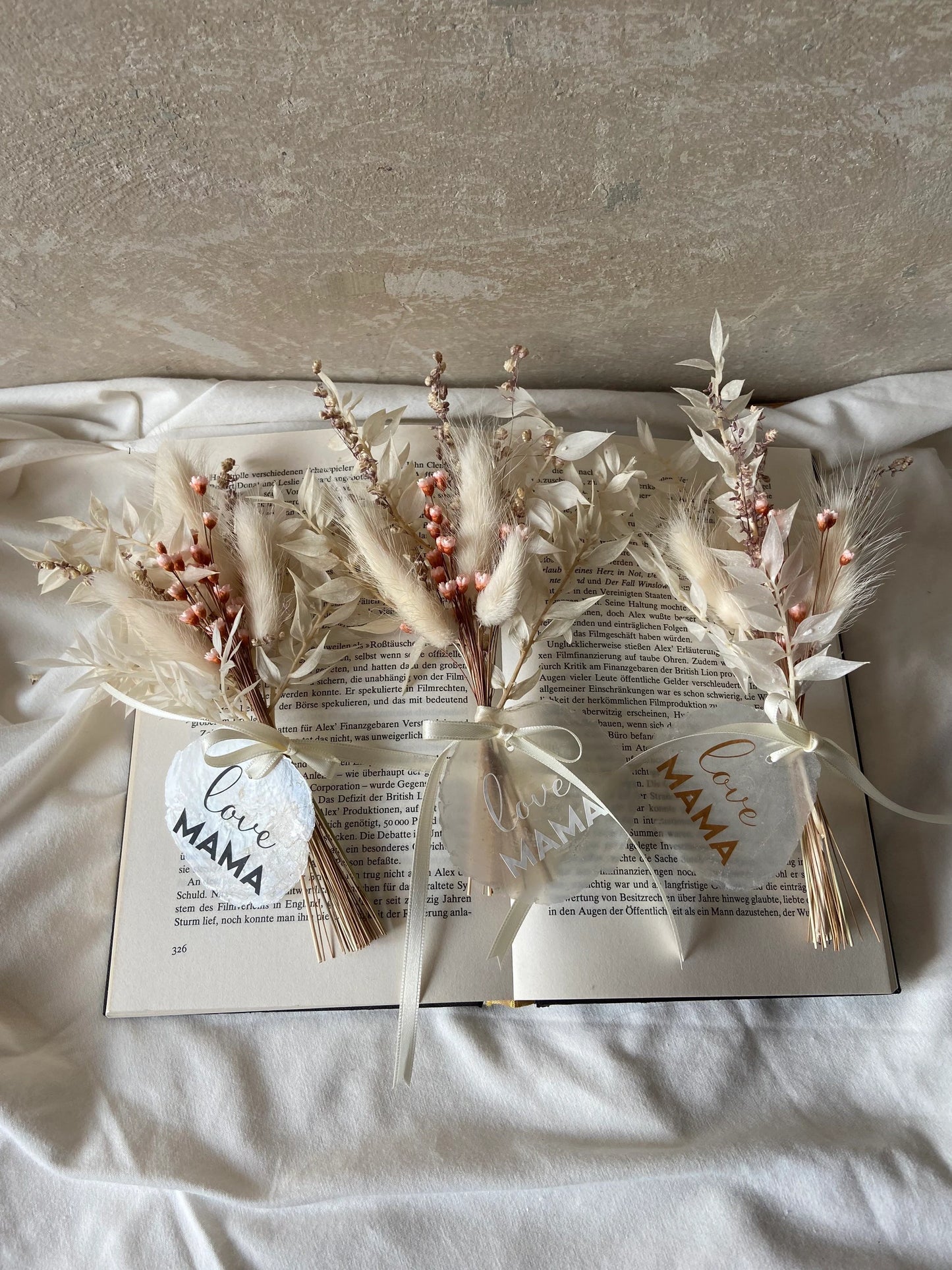 Trockenblumenstrauß | klein | rosa | Blüten und Gräser | Muttertag | Mama love | Hochzeit | Jungesellinenabschied | Mitgebsel | Geschenk