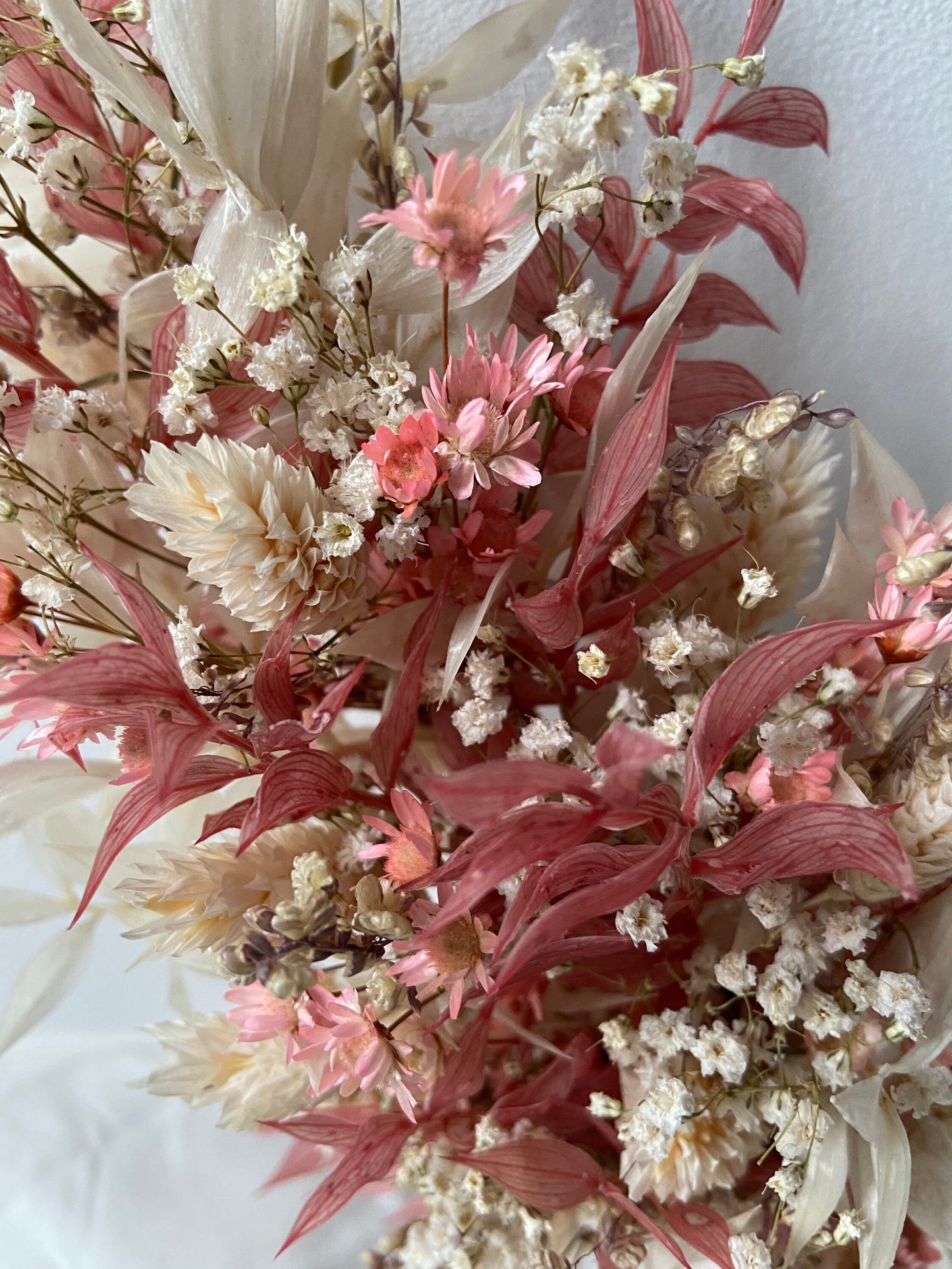 Herz | Trockenblumen | weiß | rosé | Hochzeit | Muttertag | Liebe | Türschmuck | von Herzen | Geschenk | Jungesellinenabschied