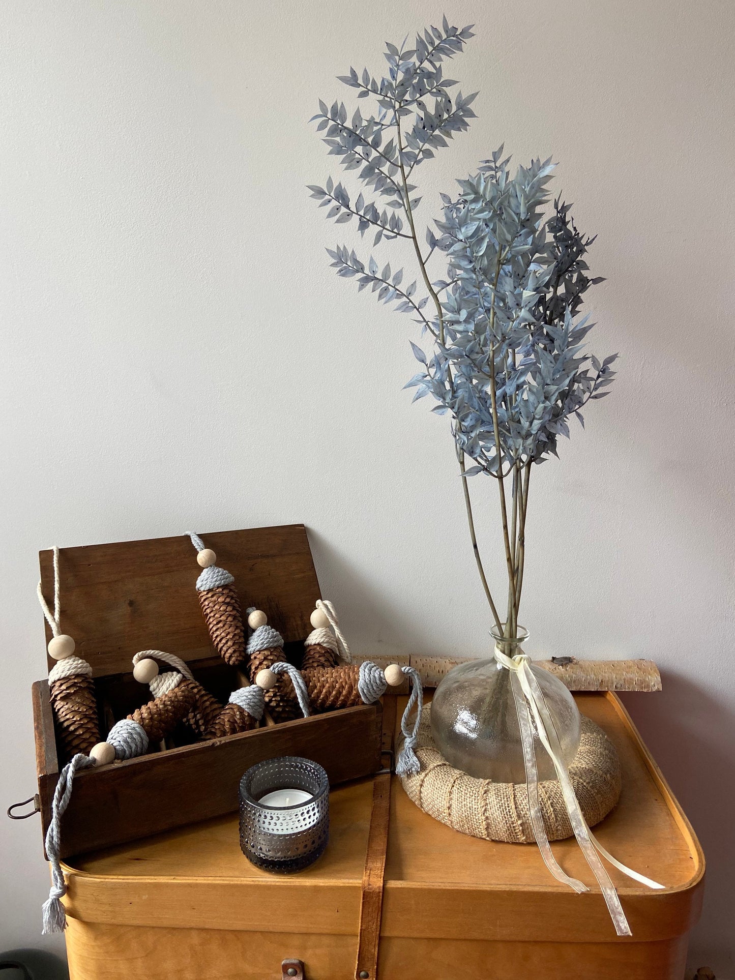Ruskus | stechender Mäusedorn | Dornmyrte | silbergrau | graublau | Trockenblume | Zweige für die Vase | Home Decor | Blumendeko