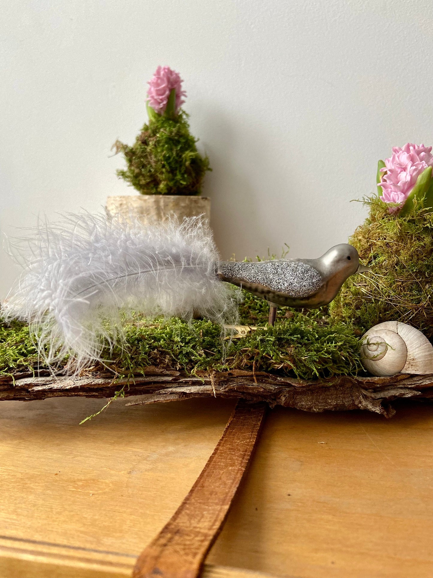 Vogel mit Feder | Glitzer | Frühlingsdeko | Bastelmaterial | Osterdeko | Weihnachten |