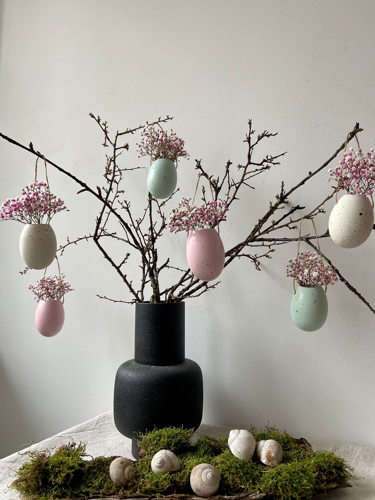 Gänseei | Pastell | Anhänger |Osterstrauch | Osterstrauß | Ostern | Deko | Osterei | Frühing | Osterdeko | hängende Vasen