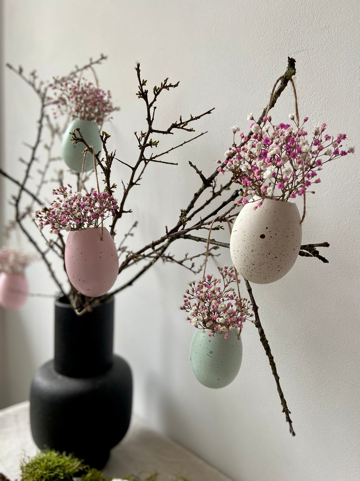 Gänseei | Pastell | Anhänger |Osterstrauch | Osterstrauß | Ostern | Deko | Osterei | Frühing | Osterdeko | hängende Vasen