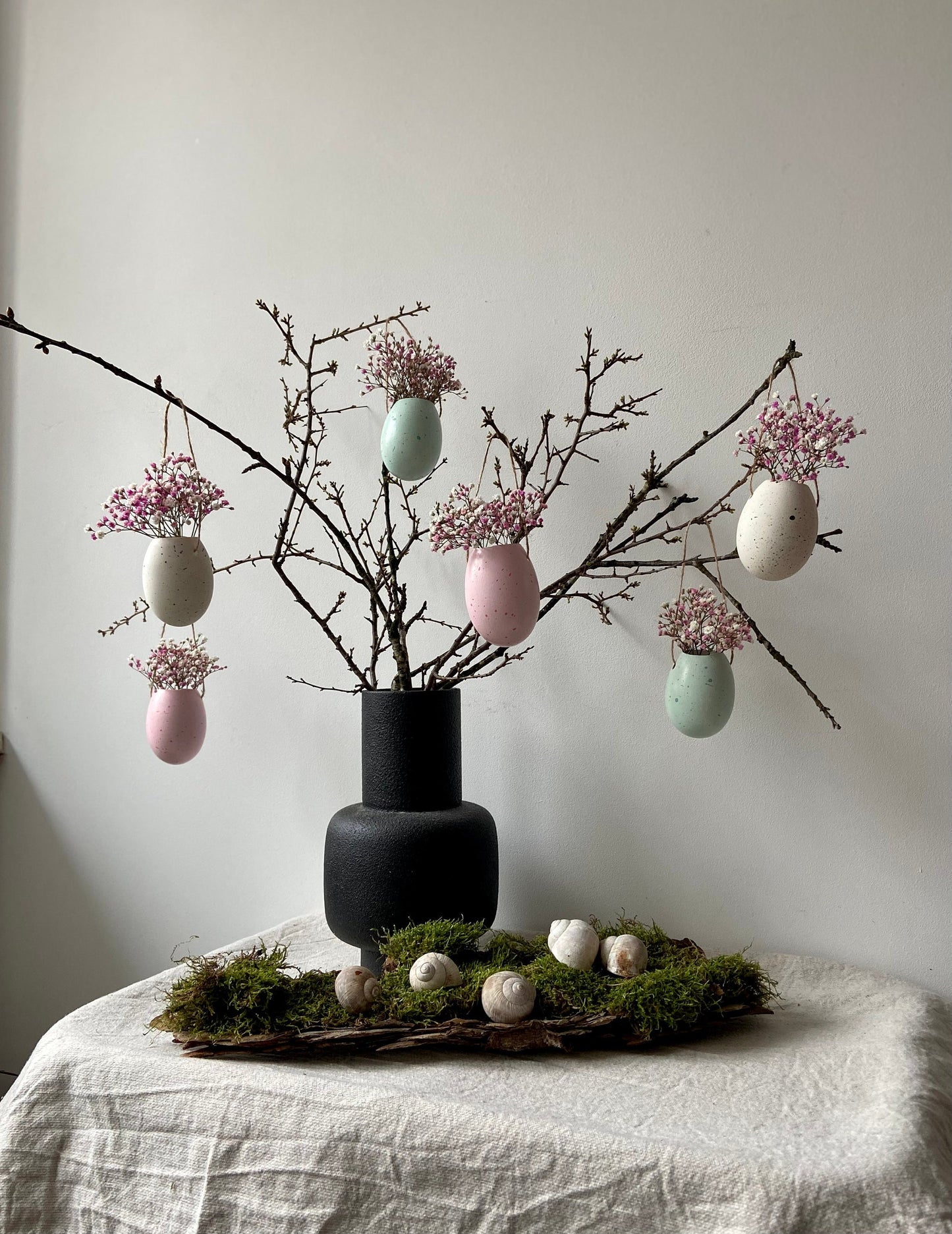 Gänseei | Pastell | Anhänger |Osterstrauch | Osterstrauß | Ostern | Deko | Osterei | Frühing | Osterdeko | hängende Vasen