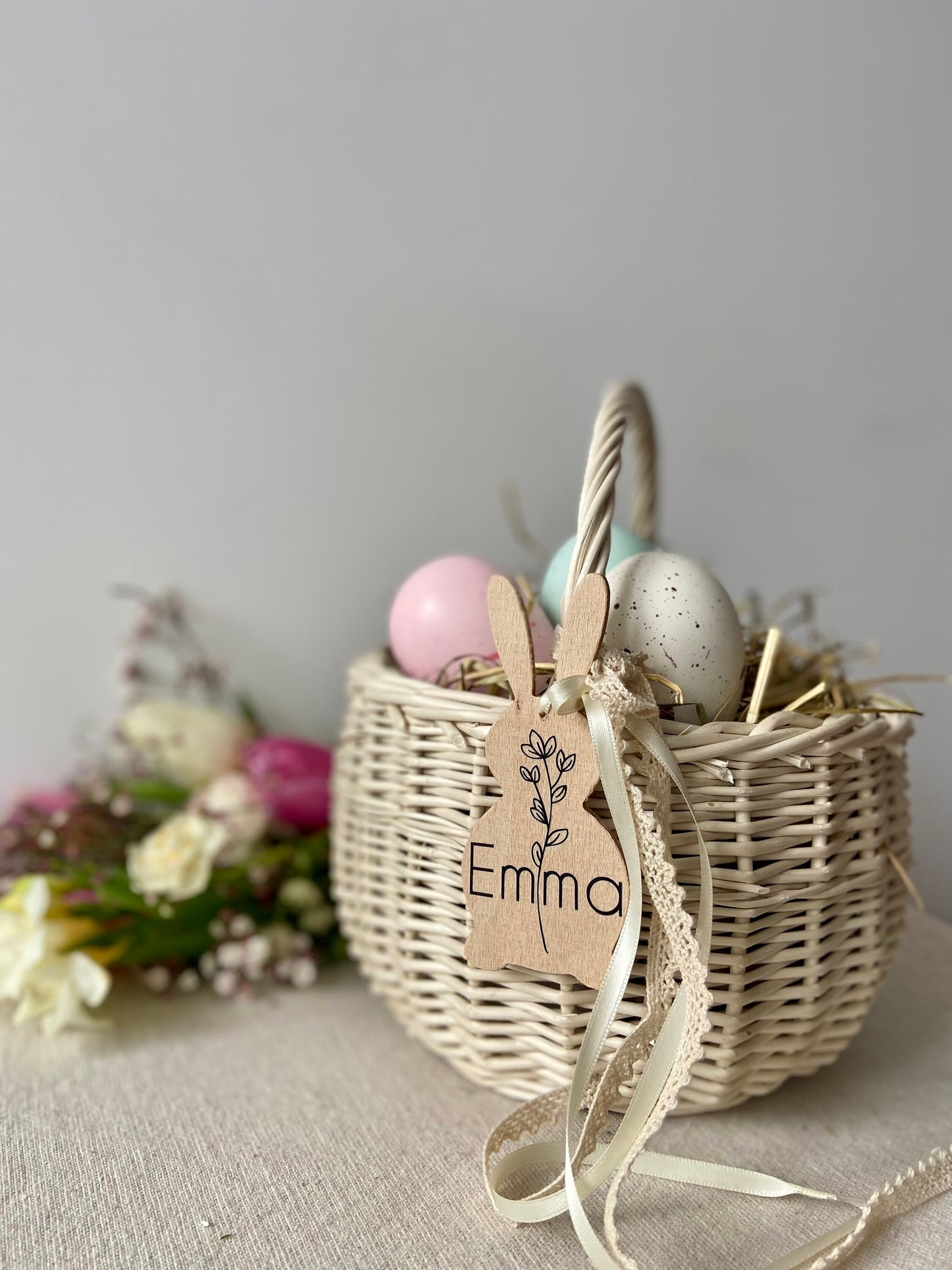 Osterkorb weiß | Weidenkörbchen | | Osterhasenanhänger | Dekokorb | Weidenkorb | Suchkörbchen | Blütenkorb für Hochzeiten | Blumenmädchen