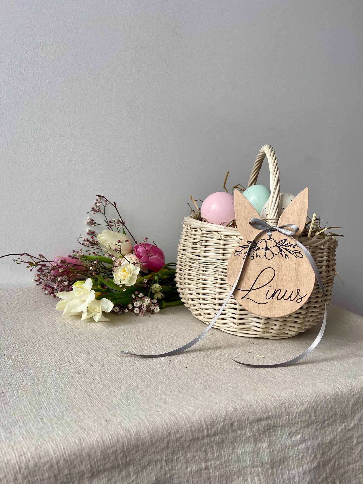 Osterkorb weiß | Weidenkörbchen | | Hasenkopfanhänger | Dekokorb | Weidenkorb | Suchkörbchen | Blütenkorb Hochzeiten | Blumenmädchen |Ostern