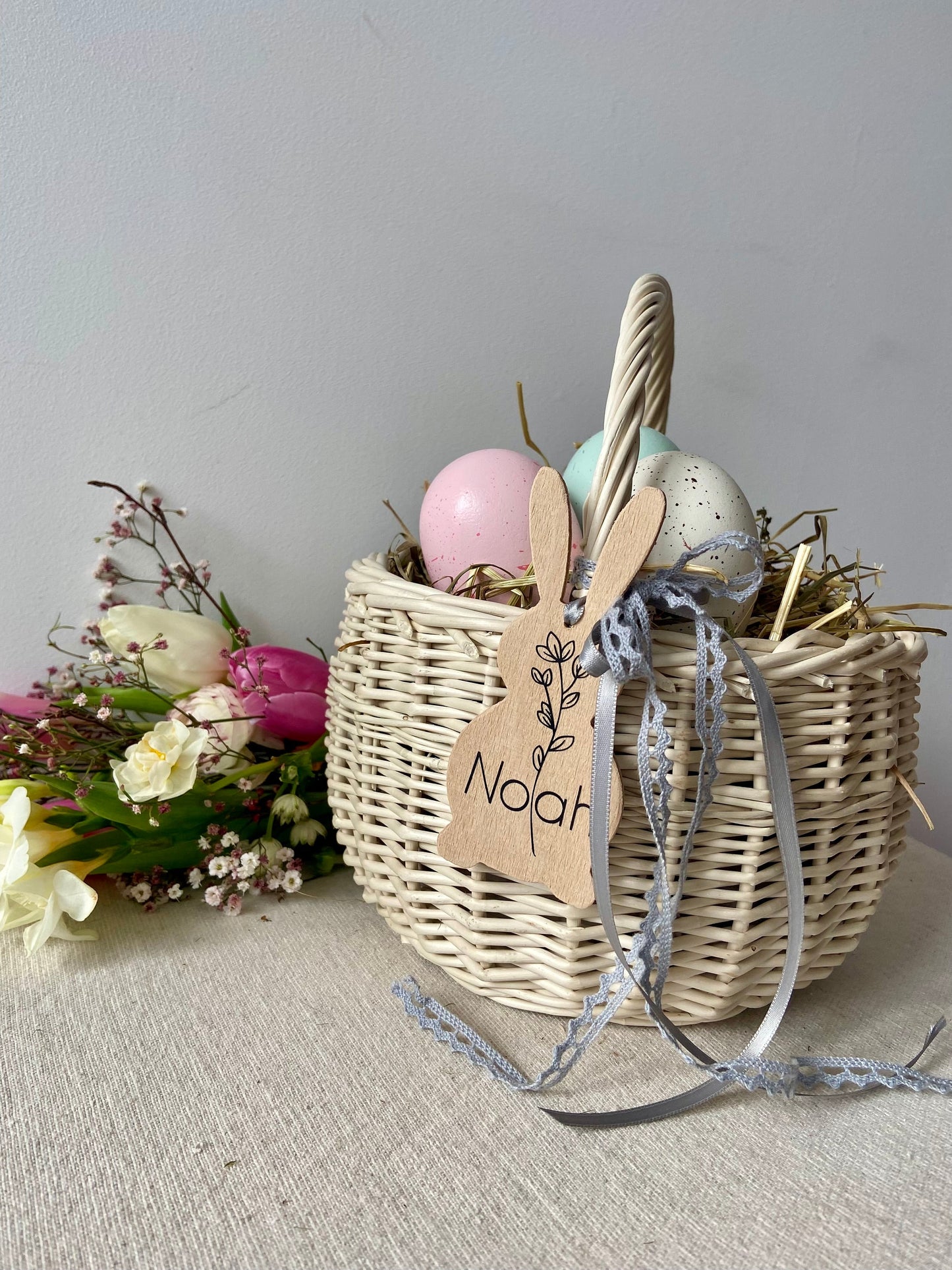 Osterkorb weiß | Weidenkörbchen | | Osterhasenanhänger | Dekokorb | Weidenkorb | Suchkörbchen | Blütenkorb für Hochzeiten | Blumenmädchen