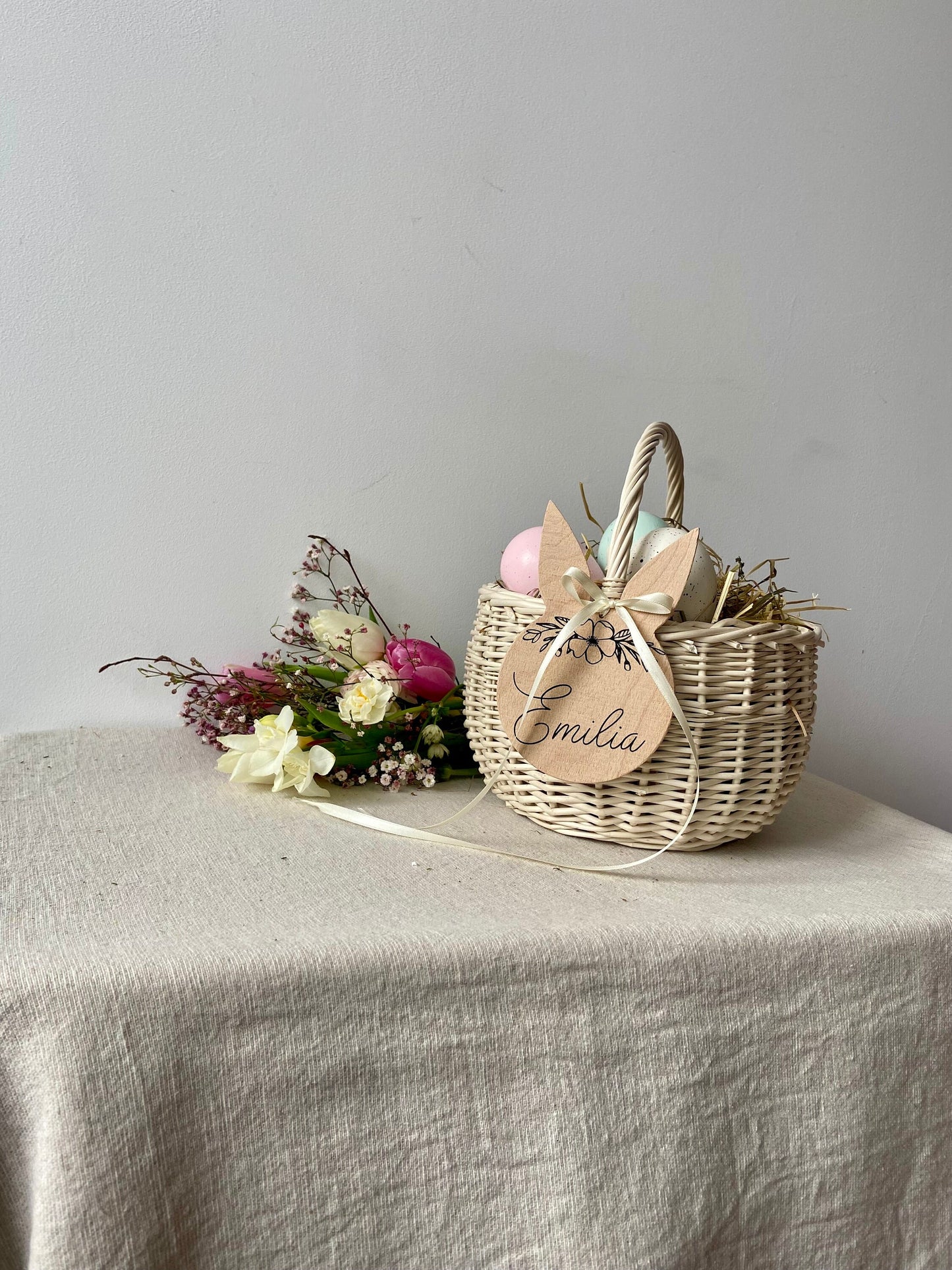 Osterkorb weiß | Weidenkörbchen | | Hasenkopfanhänger | Dekokorb | Weidenkorb | Suchkörbchen | Blütenkorb Hochzeiten | Blumenmädchen |Ostern