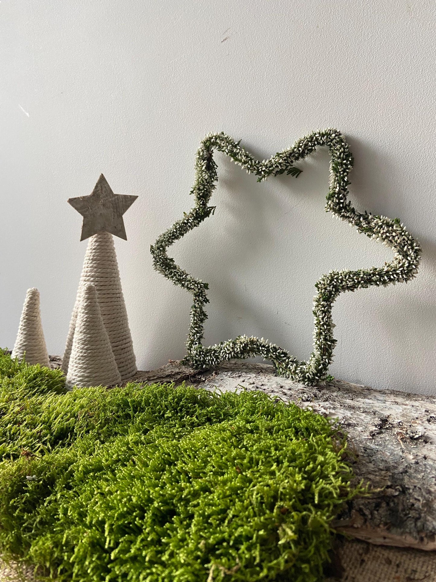 Stern aus Heide weiß | Türschmuck | Fensterschmuck | Heidestern | Advent | Weihnachten | Deko | Naturdeko | Stern | Erika | weiß