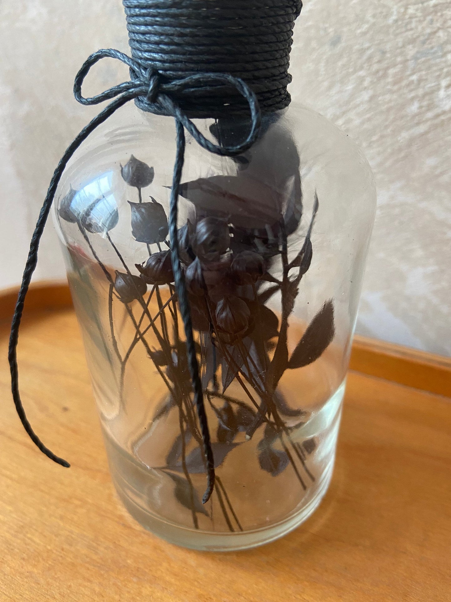 Kerze | Trockenblumen | Glasflasche | Schleifenband