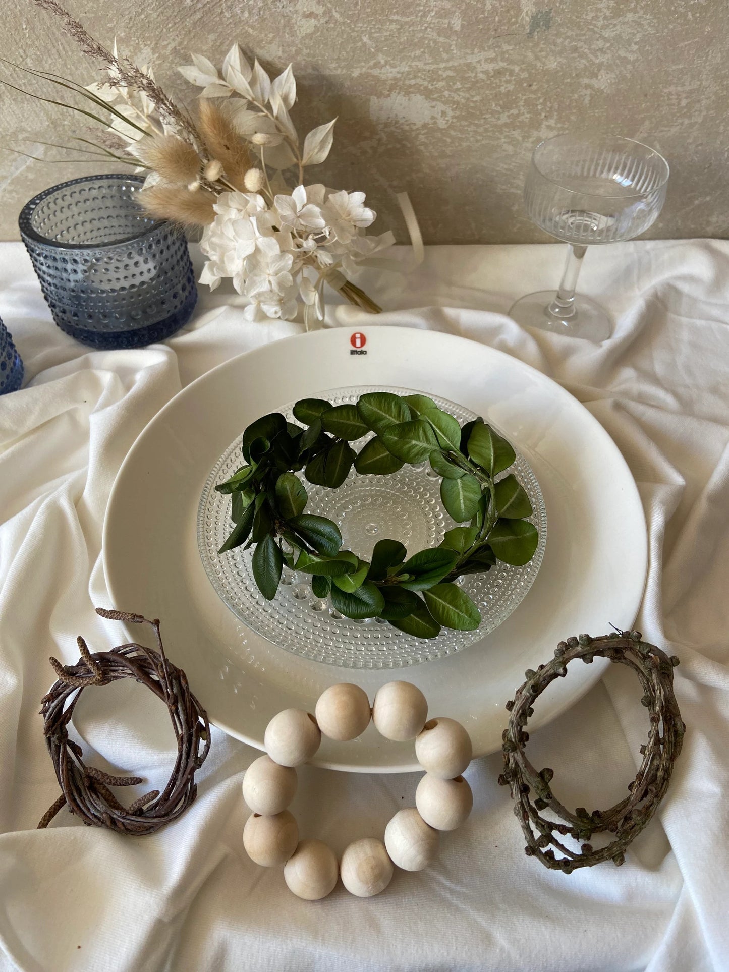 Mini Kränzchen | Serviettenring | Tischdekoration | Festtafel | Naturdekoration | Geschenkanhänger | Osterdeko | Holzperlen | Birkenzweige