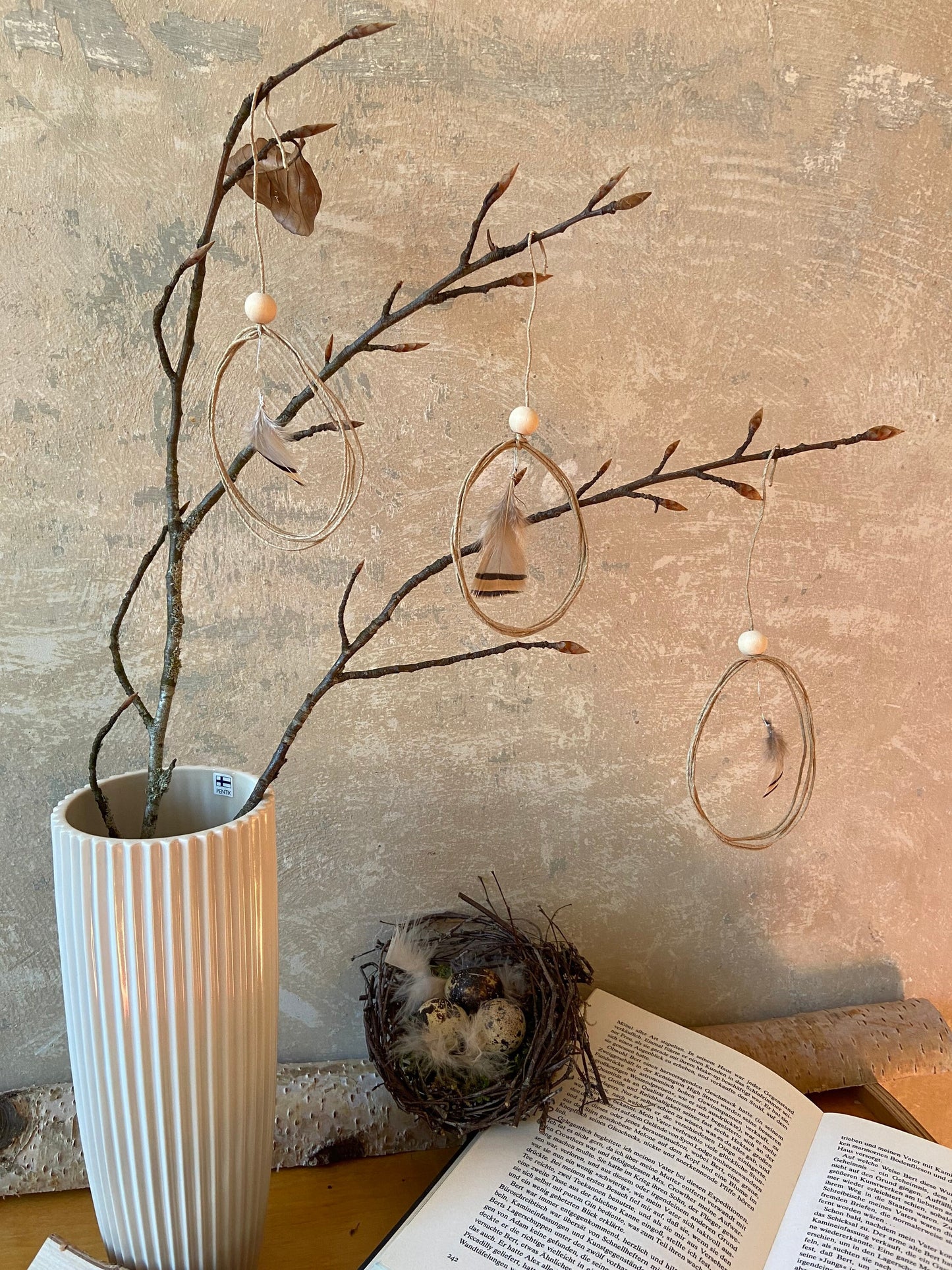 Ei | Anhänger | Federn| Ostern | Osterstrauch | Osterdeko