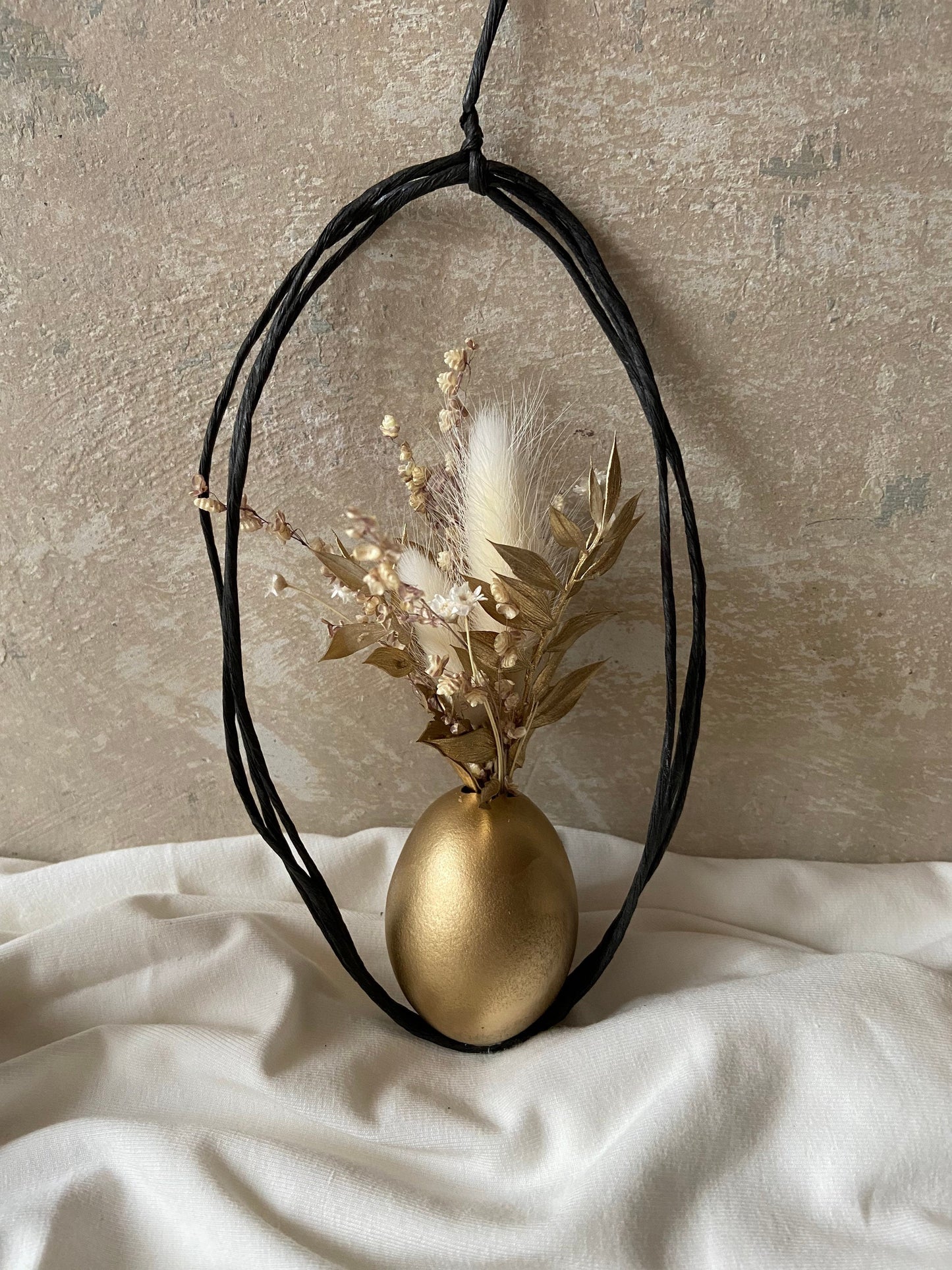 3er Set | Ei | Anhänger | getrocknete Blüten | Ostern | Osterstrauch | Osterdeko | Gold | Trockenblumen | schlichte Deko