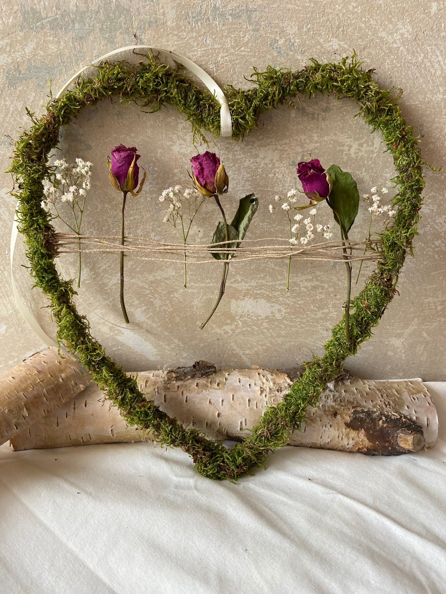 Herz | Trockenblumen | Moos | Rosen | getrocknete Blüten | Liebe | kleine Geschenke | Muttertag | Love