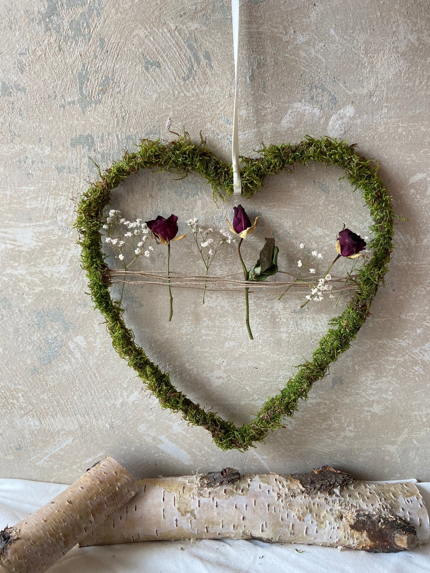 Herz | Trockenblumen | Moos | Rosen | getrocknete Blüten | Liebe | kleine Geschenke | Muttertag | Love