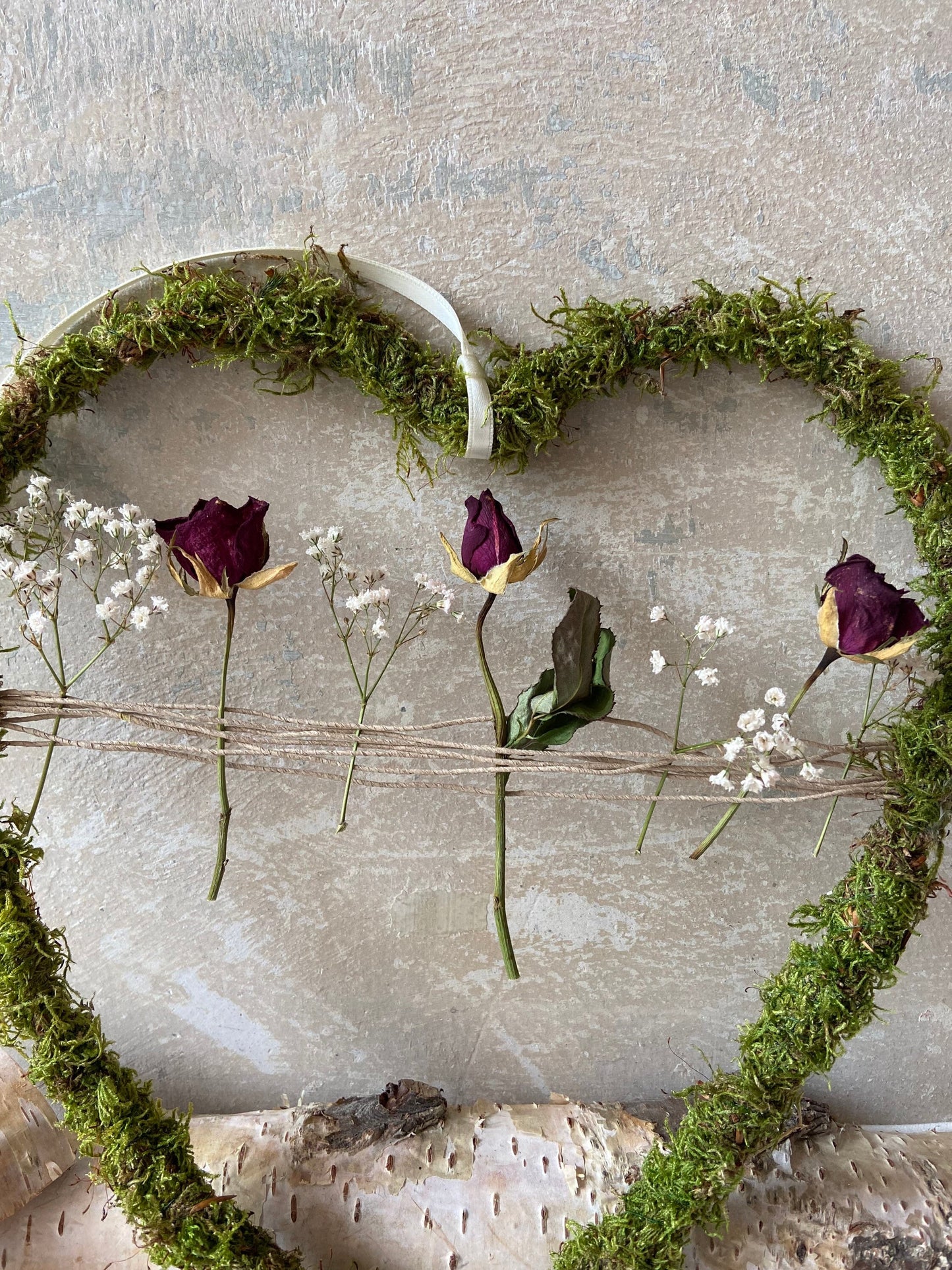 Herz | Trockenblumen | Moos | Rosen | getrocknete Blüten | Liebe | kleine Geschenke | Muttertag | Love