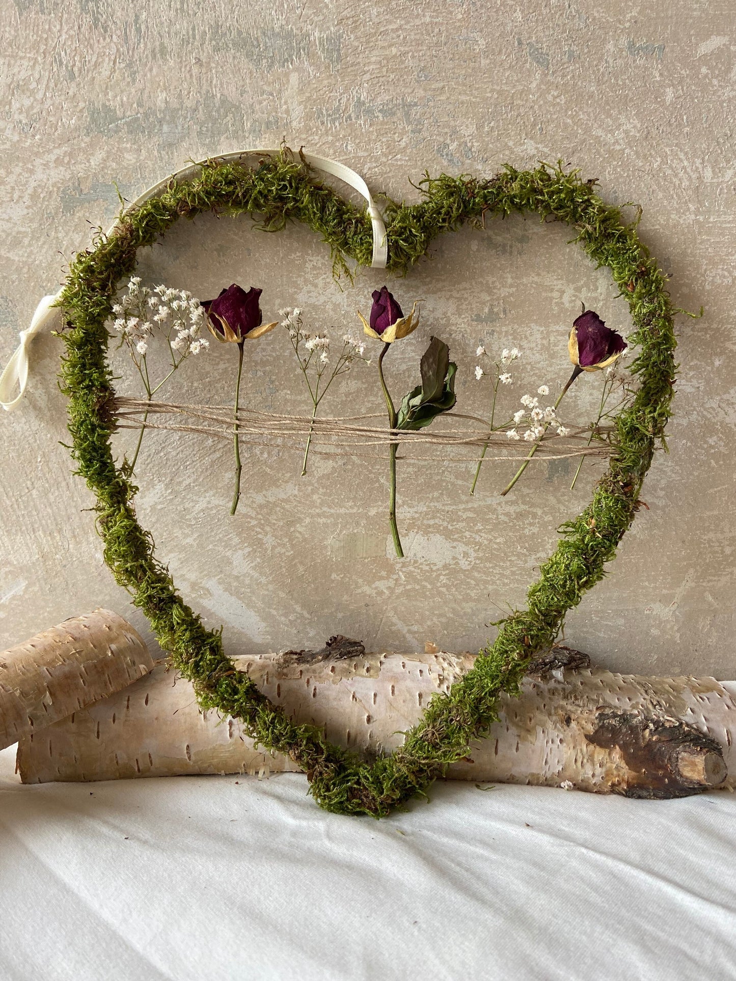 Herz | Trockenblumen | Moos | Rosen | getrocknete Blüten | Liebe | kleine Geschenke | Muttertag | Love