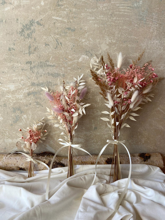 Trockenblumenstrauß | rosé | weiß | Vintage-Style | Geschenkidee | Dried Flowers | Trockenblumenliebe | haltbare Sträuße | Wohndeko