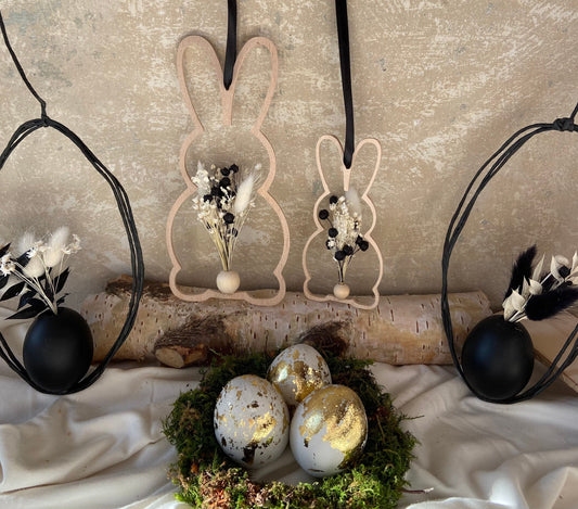 Hase | Osterhase | Holzhase | getrocknete Blüten | Ostern | Ostertisch | Osterdeko |Trockenblumen | Deko | Einladung | Tischdeko | Aufhänger