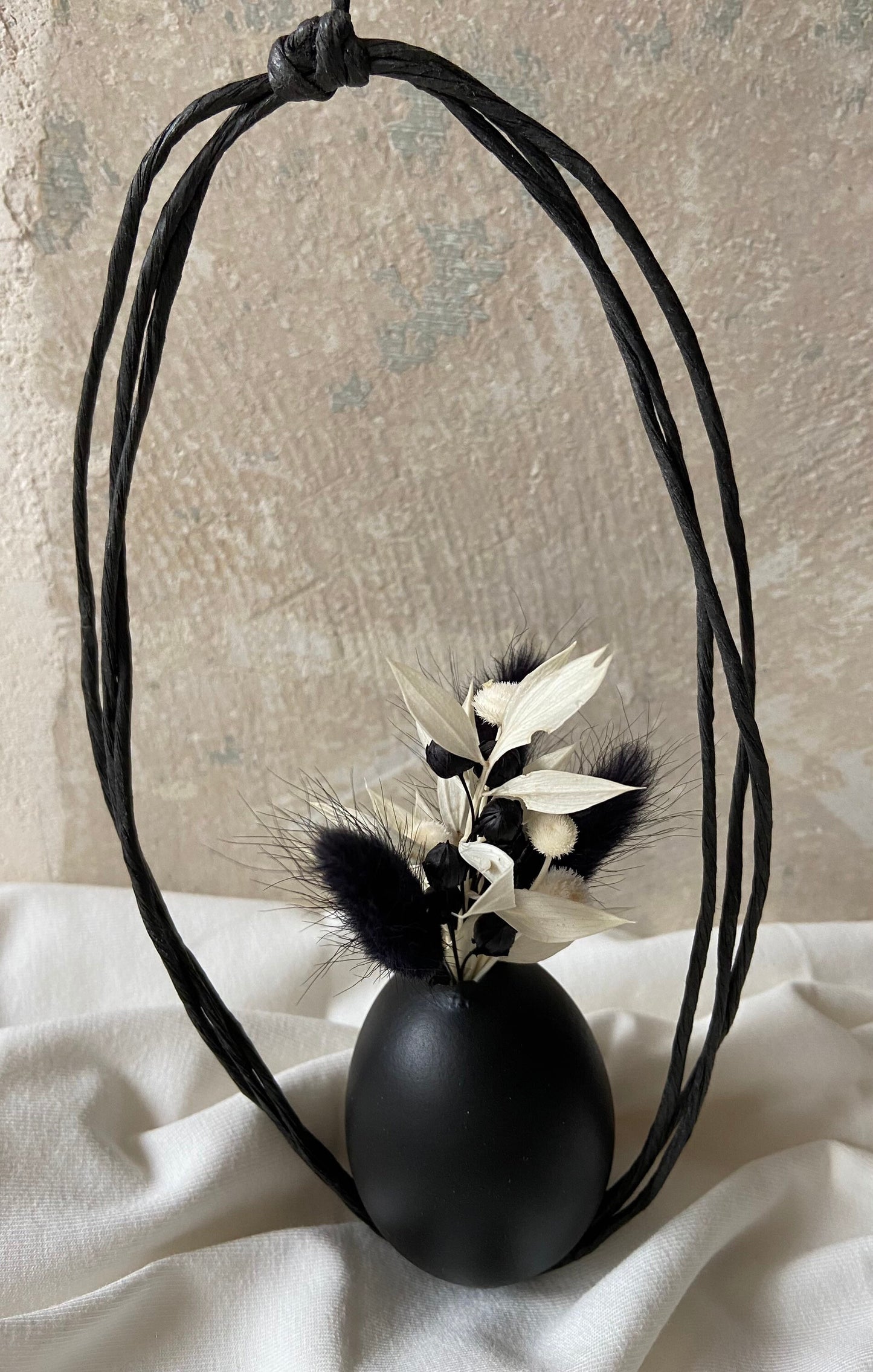 3er Set | Ei | Anhänger | getrocknete Blüten | Ostern | Osterstrauch | Osterdeko | Schwarzweiß | Trockenblumen | schlichte Deko