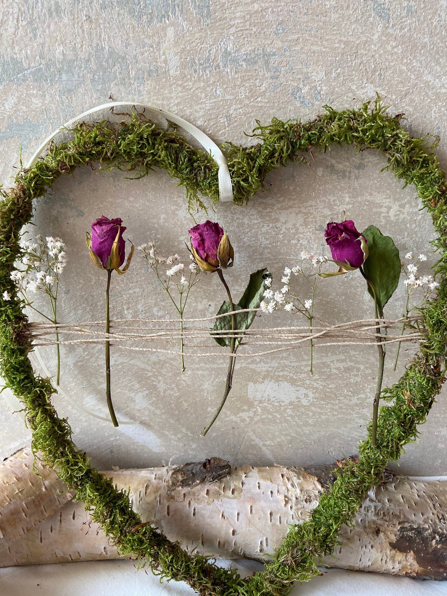 Herz | Trockenblumen | Moos | Rosen | getrocknete Blüten | Liebe | kleine Geschenke | Muttertag | Love