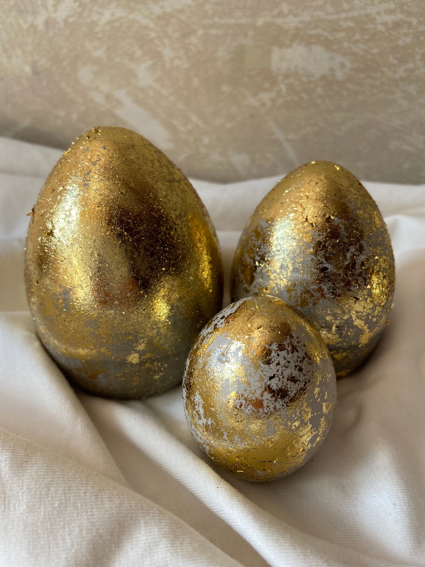Betonei mit Gold | 3er Set | Osterei | Goldei | Ostern | Ostertisch | Osterdeko | Deko | Einladung | Tischdeko | Osternest | Mooskranz