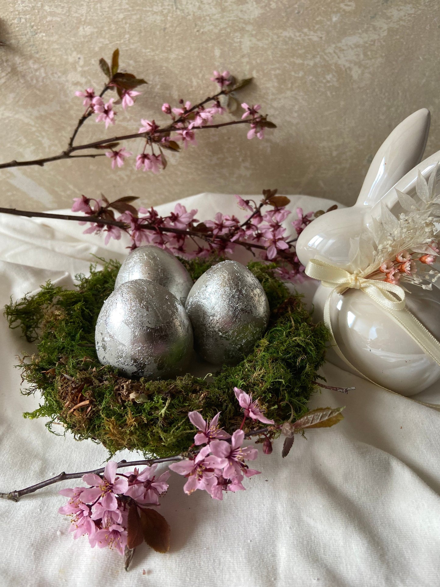 Betonei mit Silber | Osterei | Silberei | Ostern | Ostertisch | Osterdeko | Deko | Einladung | Tischdeko