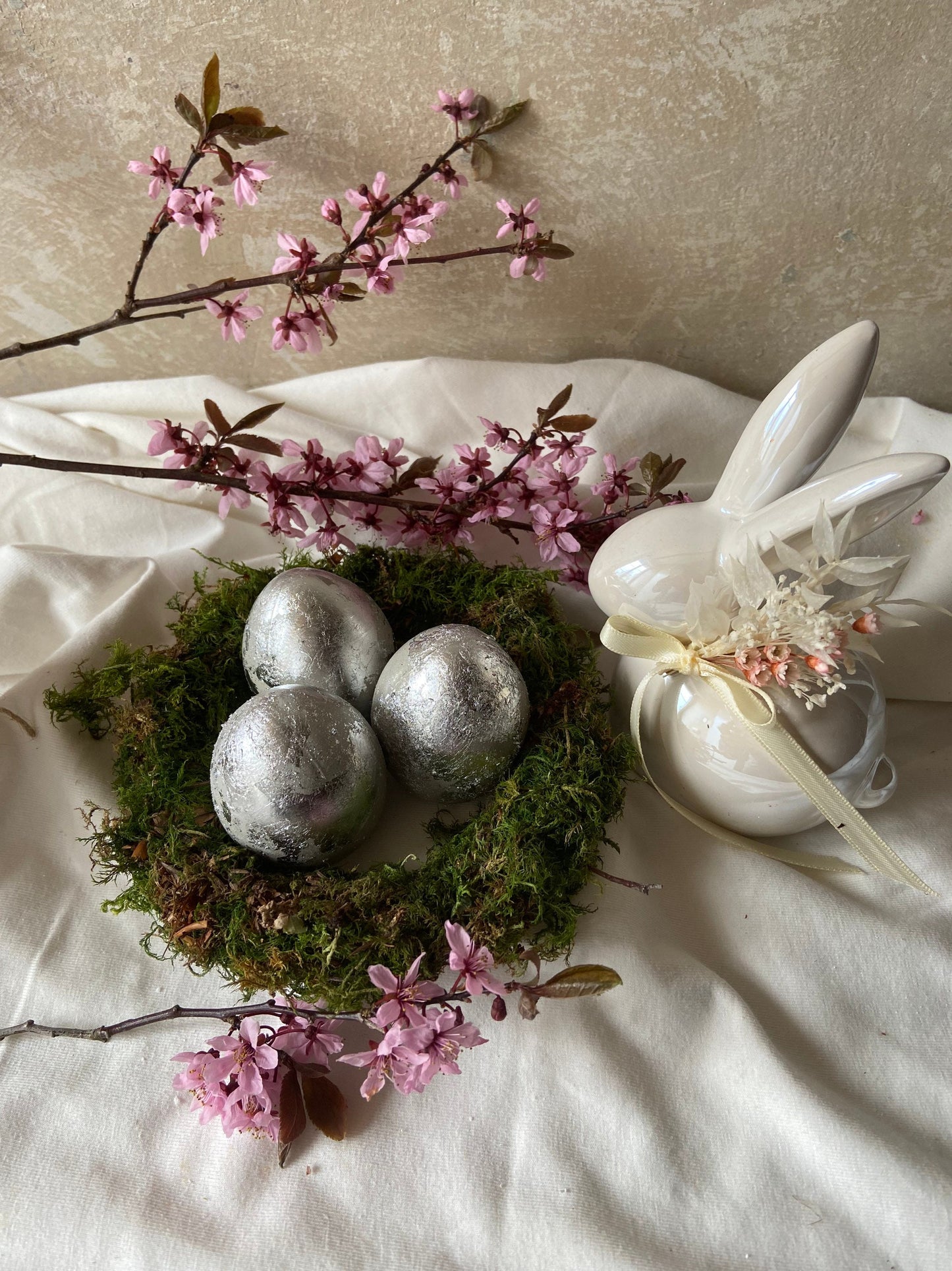 Betonei mit Silber | Osterei | Silberei | Ostern | Ostertisch | Osterdeko | Deko | Einladung | Tischdeko