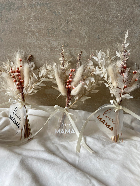 Trockenblumenstrauß | klein | rosa | Blüten und Gräser | Muttertag | Mama love | Hochzeit | Jungesellinenabschied | Mitgebsel | Geschenk