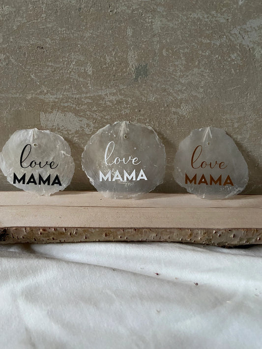 Perlmuttanhänger | Muttertag | Mama love | Geschenk | Liebe | Schriftzug | plotten