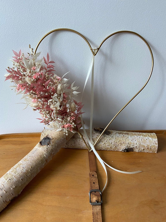 Herz | Trockenblumen | weiß | rosé | Hochzeit | Muttertag | Liebe | Türschmuck | von Herzen | Geschenk | Jungesellinenabschied