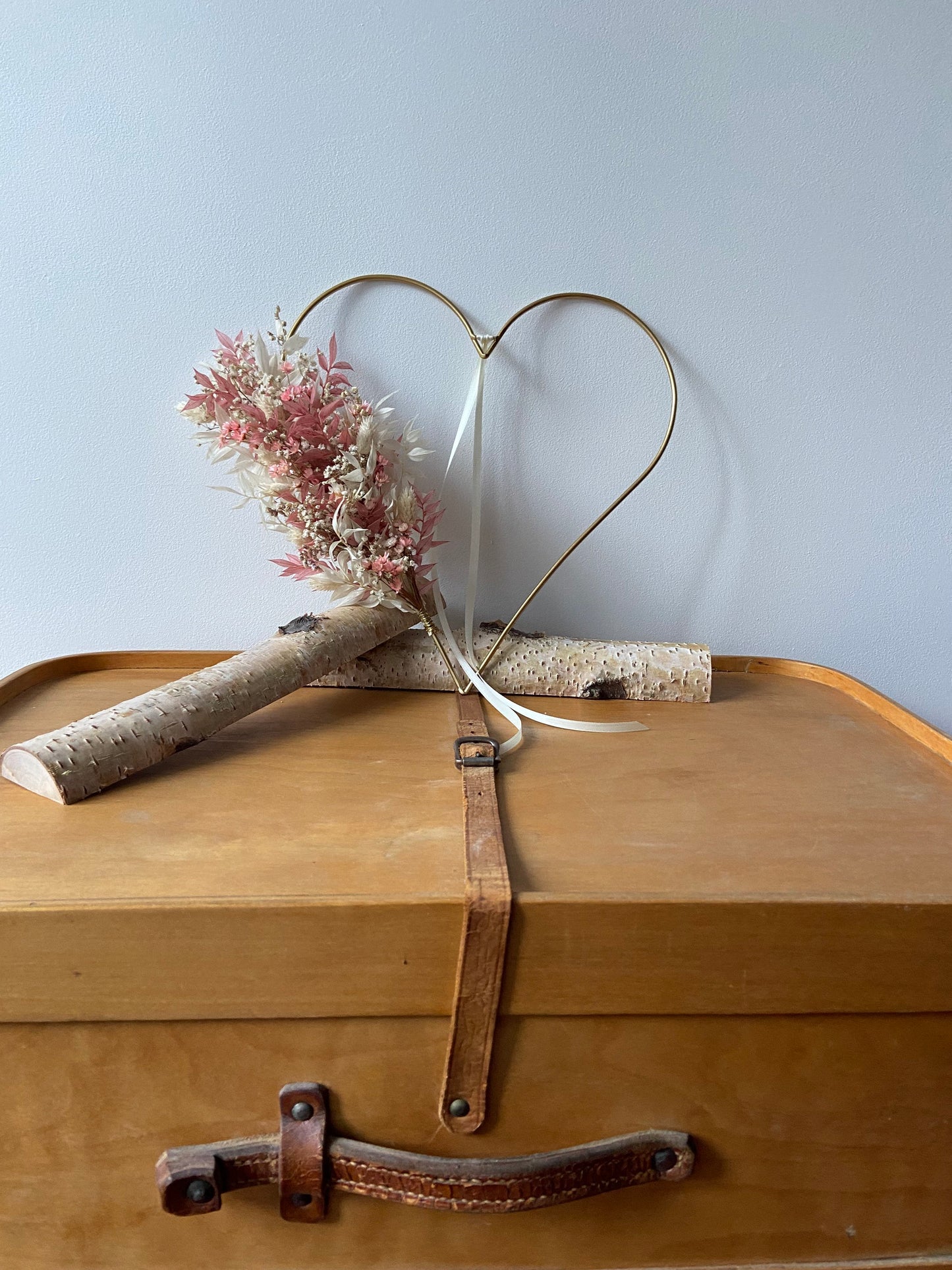Herz | Trockenblumen | weiß | rosé | Hochzeit | Muttertag | Liebe | Türschmuck | von Herzen | Geschenk | Jungesellinenabschied