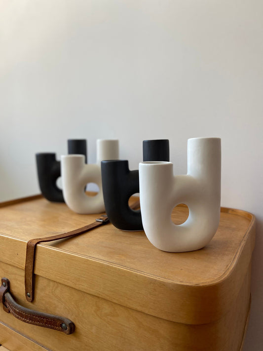 Vase | Schwarz | Weiß | Donut | Keramik | Ostern | Ostertisch | Osterdeko | Deko | Tischdeko