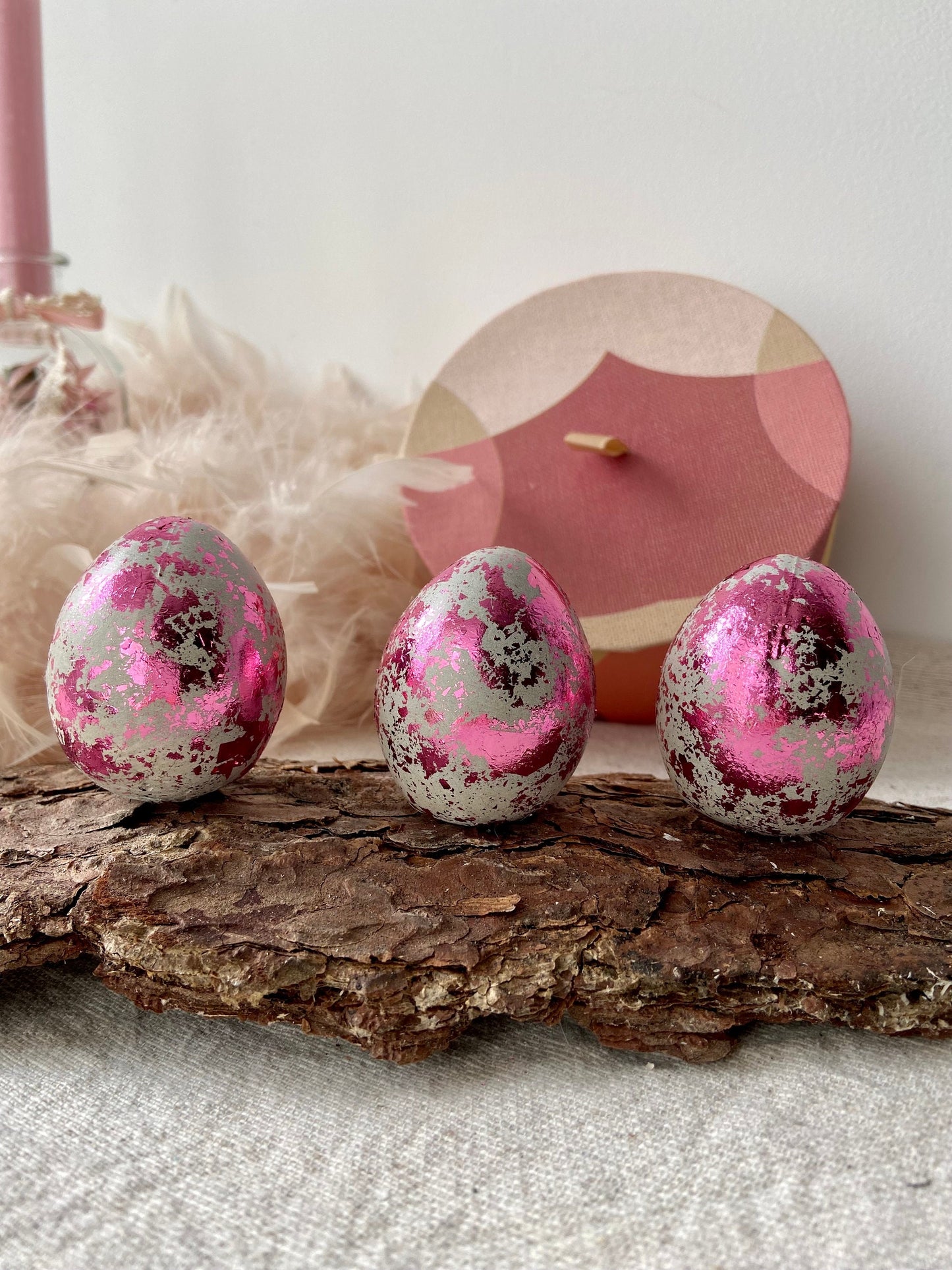 Betonei mit pinkem Blattgold | Osterei | Goldei | Ostern | Ostertisch | Osterdeko | Deko | Einladung | Tischdeko | Frühling| Beton | Ei