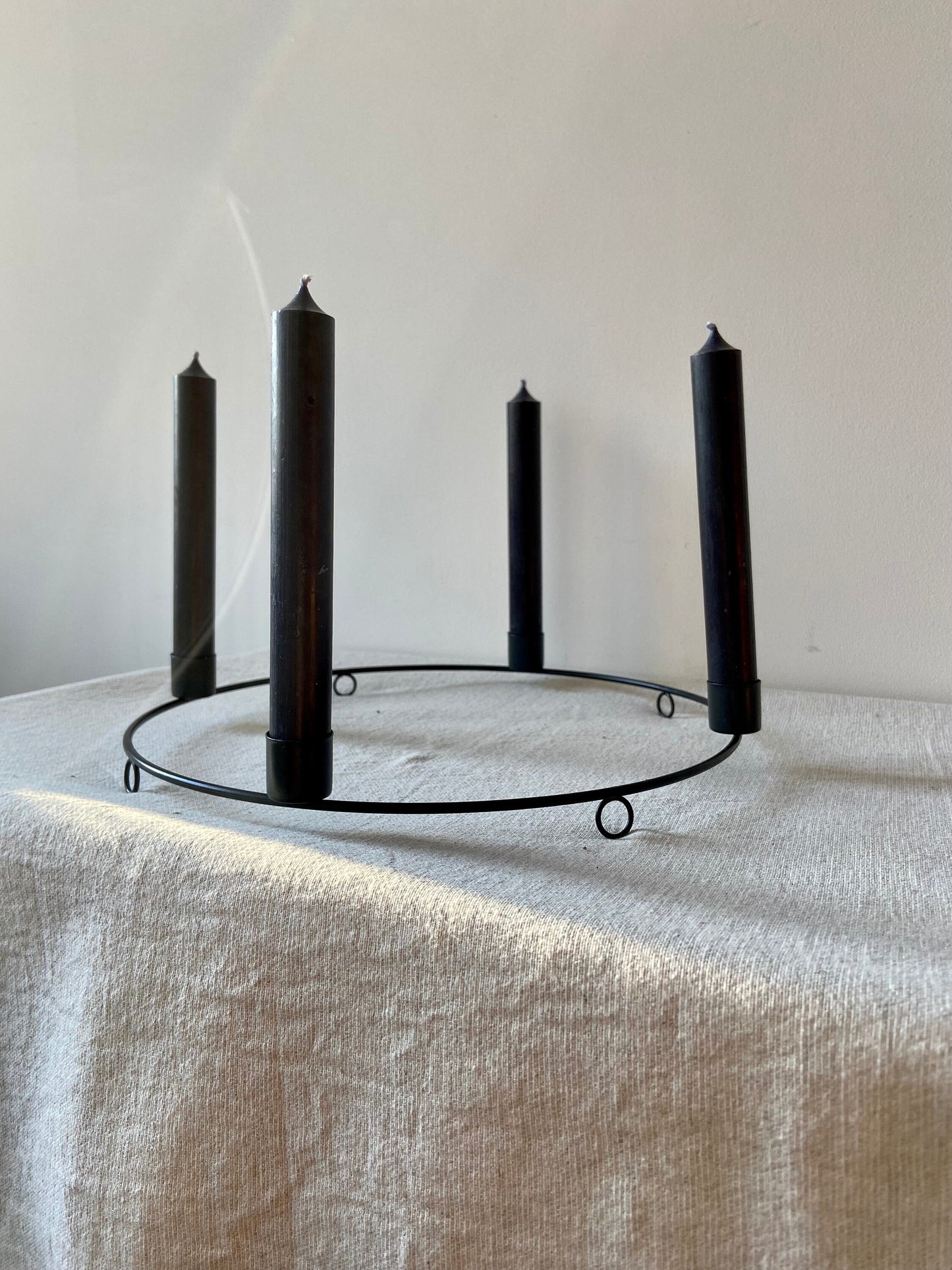 Kerzenhalter | Adventskranz | Advent | Weihnachten | Winter | Kerzen | Schwarz | Metallring | Rund