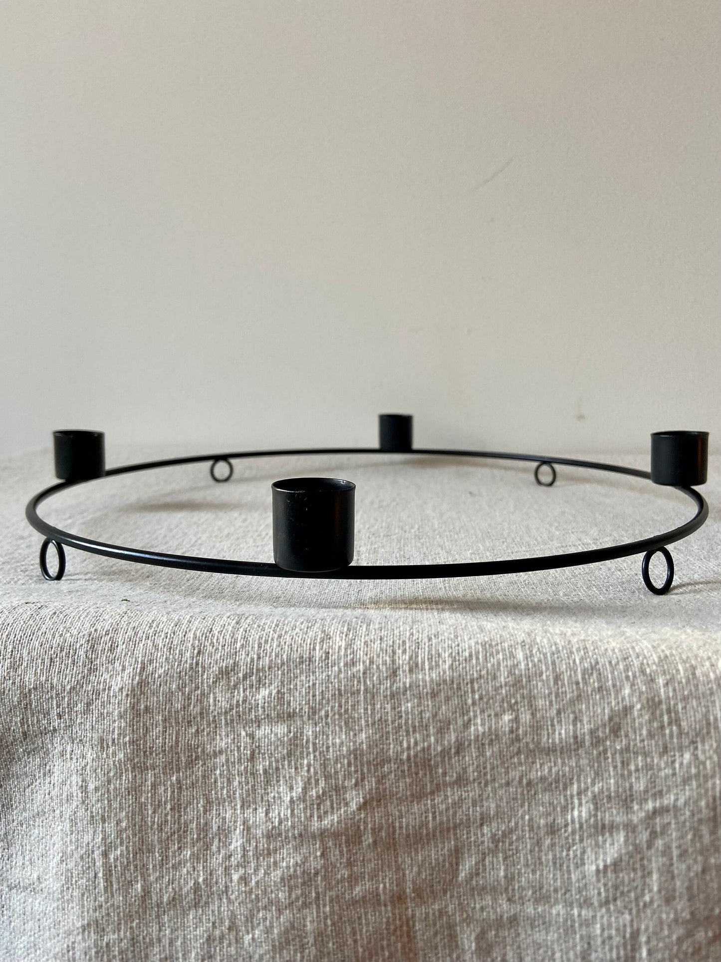 Kerzenhalter | Adventskranz | Advent | Weihnachten | Winter | Kerzen | Schwarz | Metallring | Rund