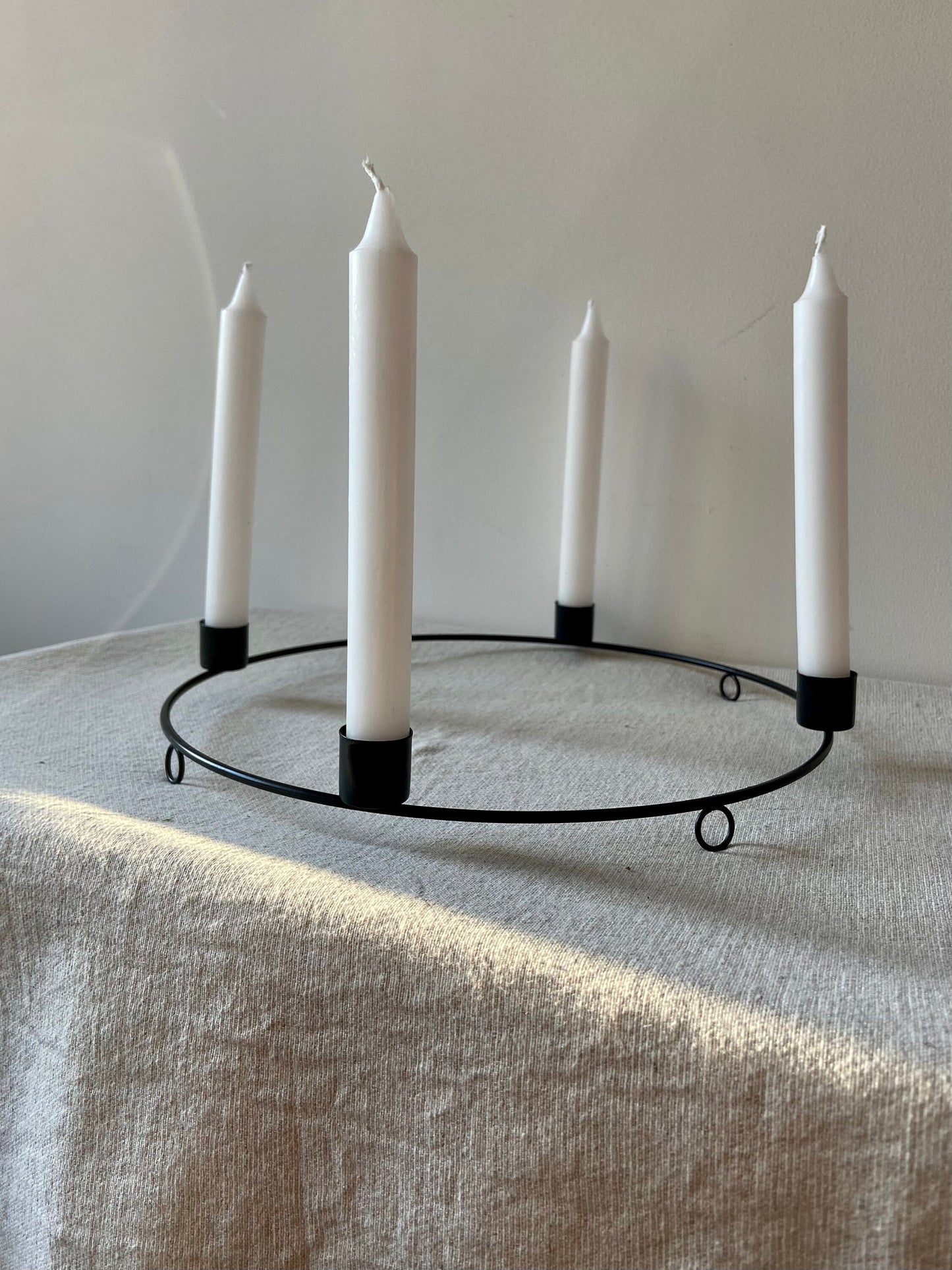 Kerzenhalter | Adventskranz | Advent | Weihnachten | Winter | Kerzen | Schwarz | Metallring | Rund