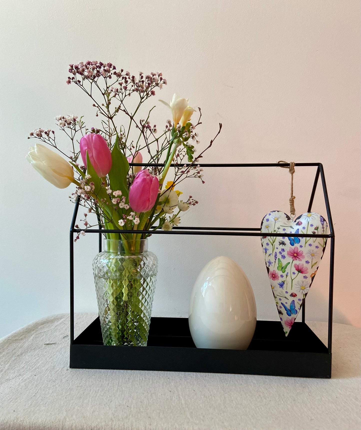 Blüten Herz | Anhänger | Ostern | Frühling | Osterdekoration | Osterstrauch | Herzig | Schmetterling | Pastell | Vintage Look | bunt